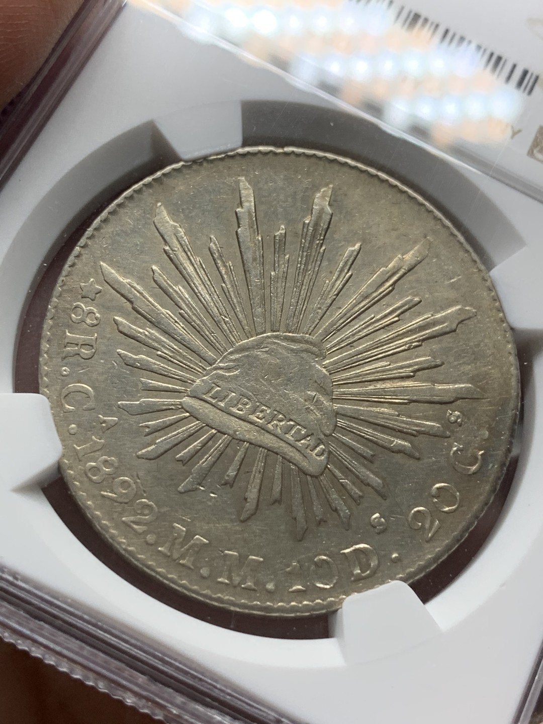 《竞宝斋》第96场-本周日，周一，周四，3场连拍（全场不限金额包邮） NGC-AU55 墨西哥鹰洋 1892年CA MM 8r 大银币 黄油光