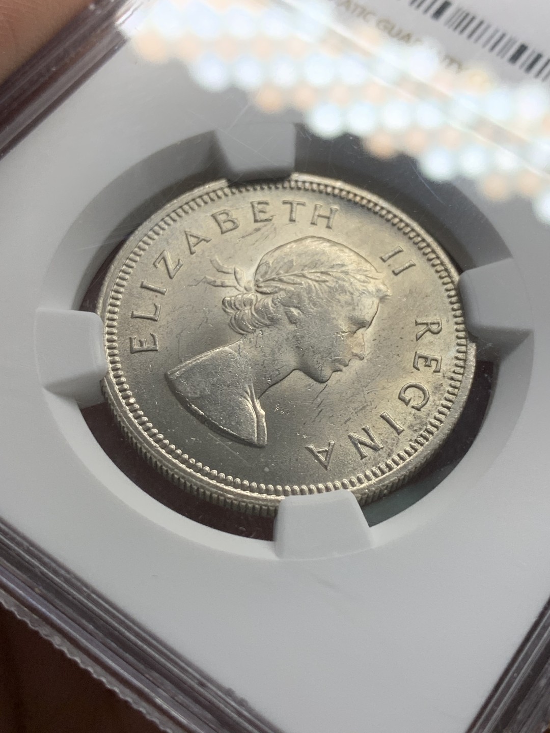 《竞宝斋》第96场-本周日，周一，周四，3场连拍（全场不限金额包邮） NGC-MS63 英属南非 1960年 伊丽莎白二世 2先令 少见品种