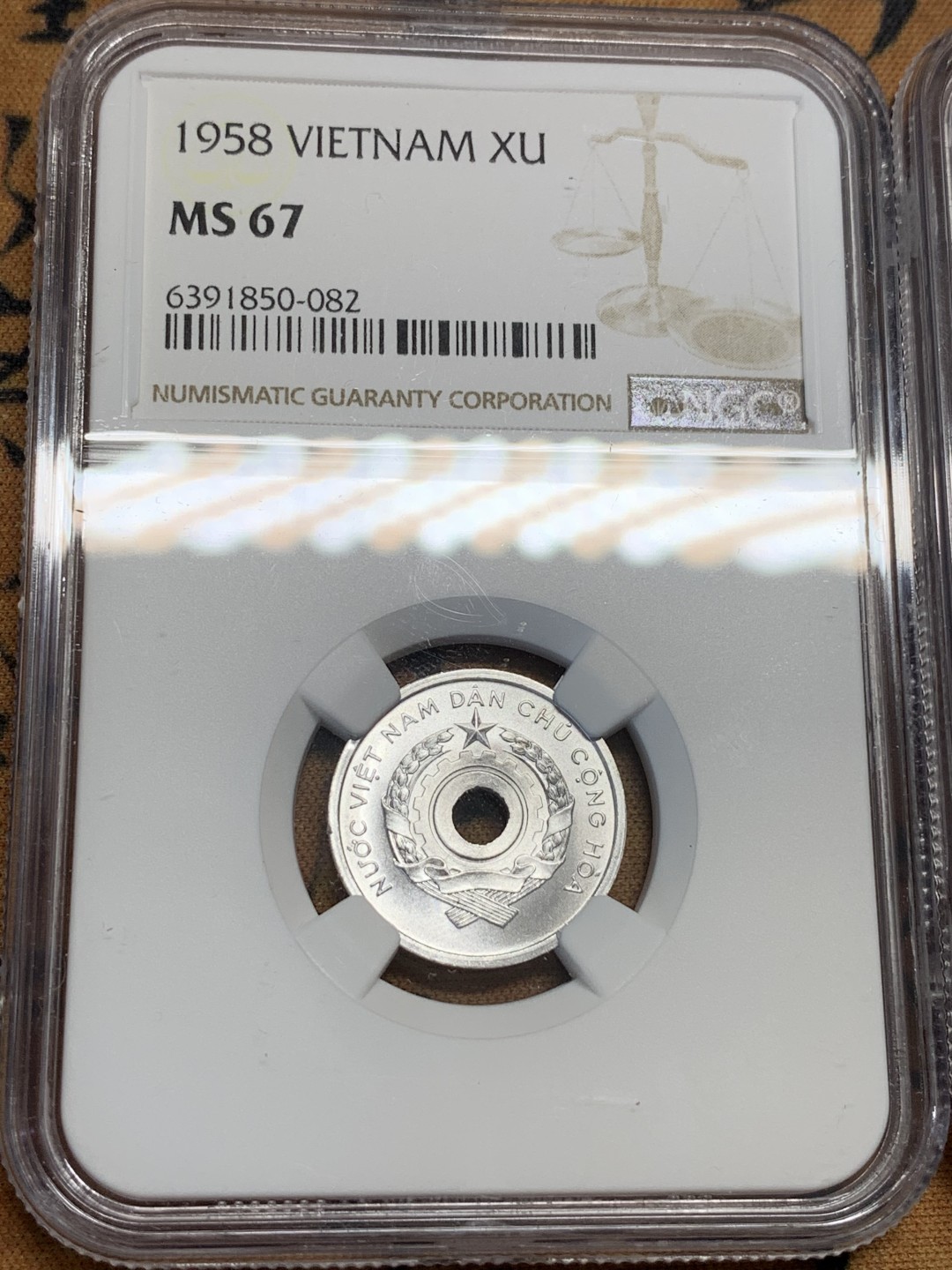 《竞宝斋》第96场-本周日，周一，周四，3场连拍（全场不限金额包邮） 印支三兄弟–ngc 越南1958年高分ms铝币一套3枚