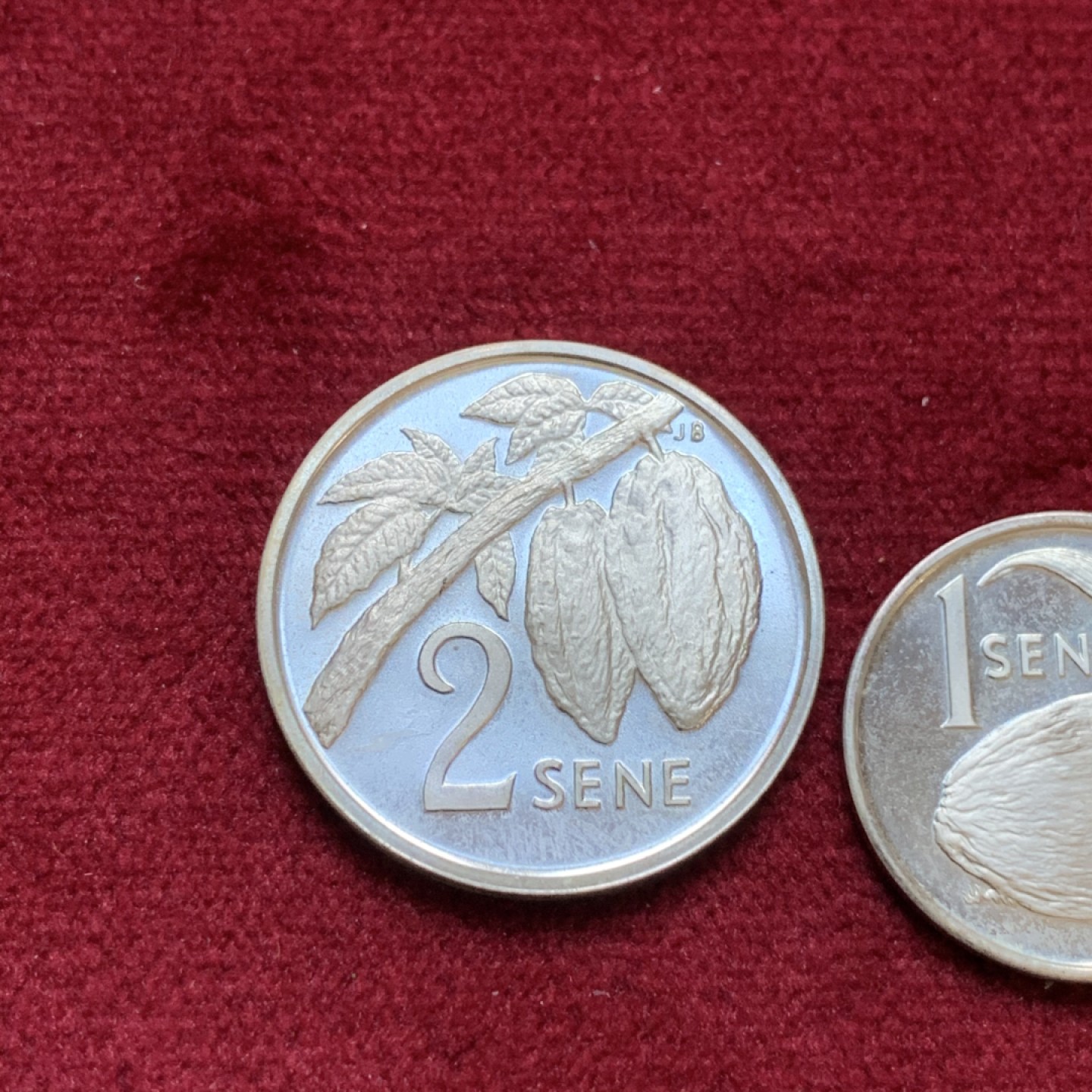 《竞宝斋》第96场-本周日，周一，周四，3场连拍（全场不限金额包邮） 1972年 萨摩亚 PROOF 精制1分和2分银币 BU品相