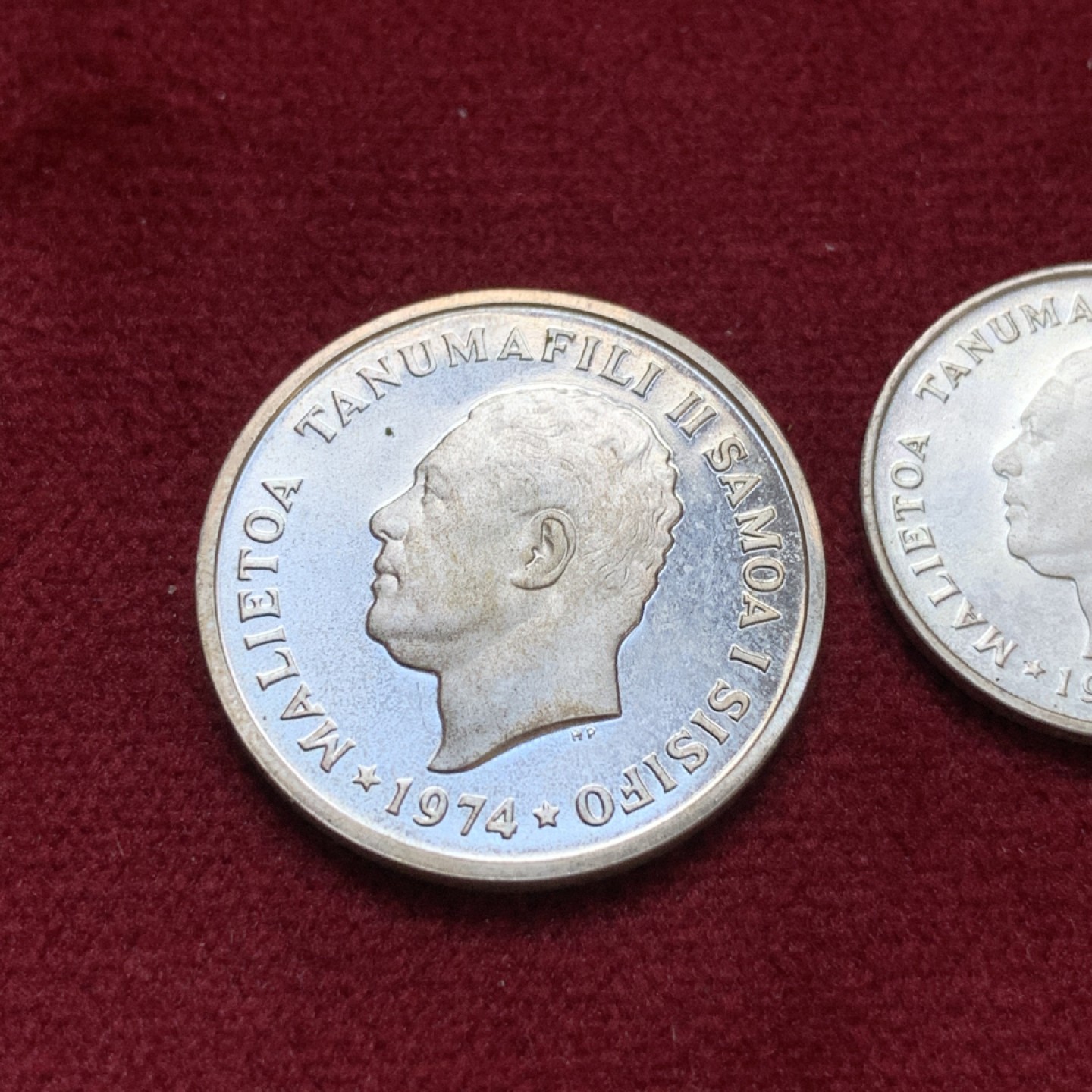 《竞宝斋》第96场-本周日，周一，周四，3场连拍（全场不限金额包邮） 1972年 萨摩亚 PROOF 精制1分和2分银币 BU品相