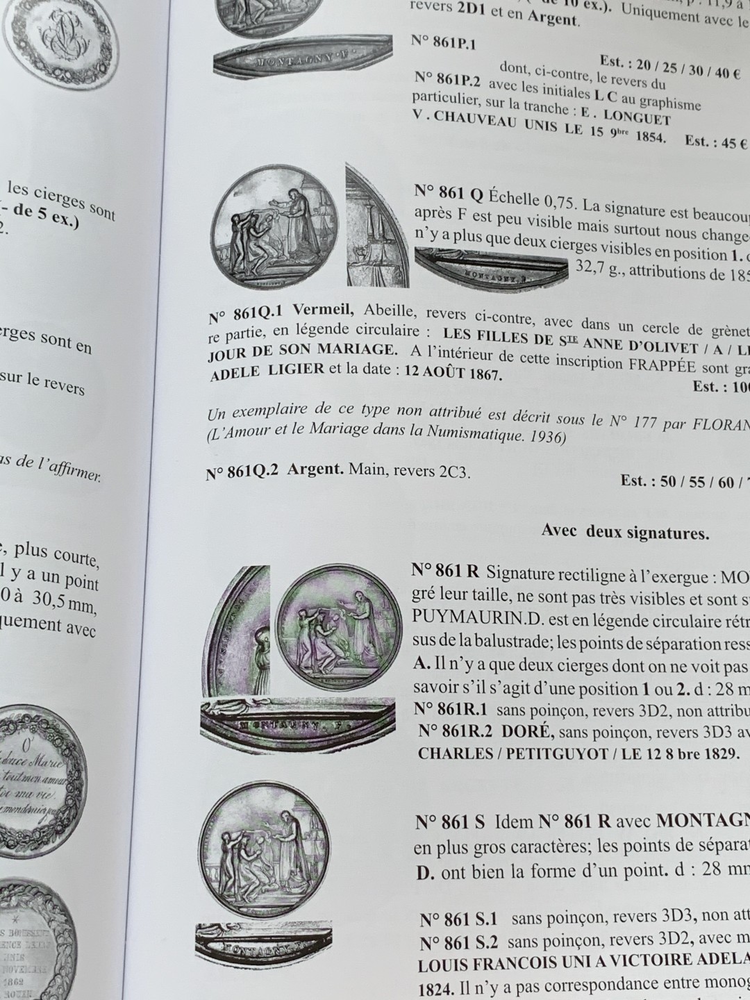 《竞宝斋》第96场-本周日，周一，周四，3场连拍（全场不限金额包邮） 法国 结婚 纪念章 目录 厚达 320页 重达1.6公斤 A4纸大小 亏运费的品种 不过介绍的非常详细 版本众多