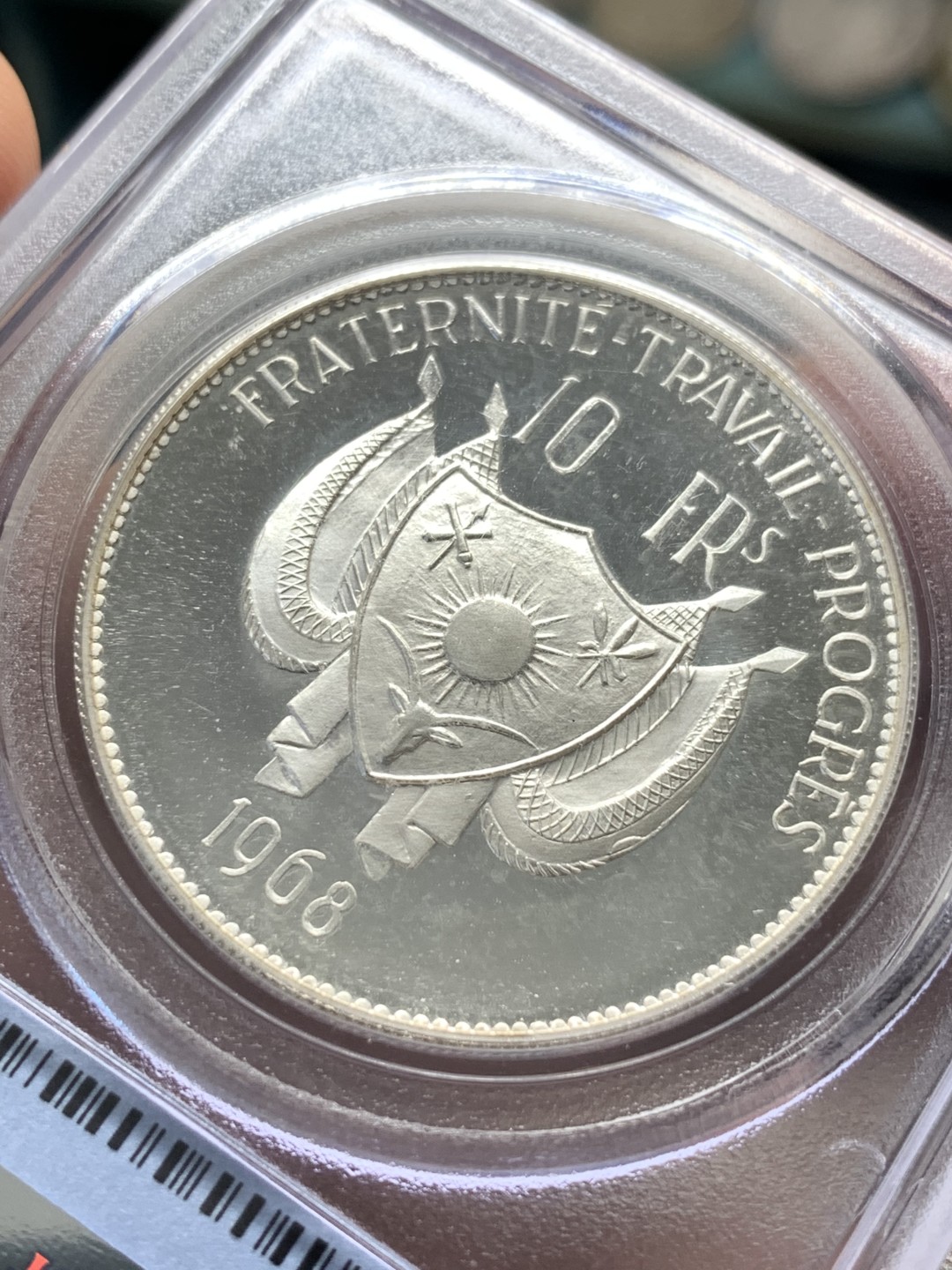 《竞宝斋》第96场-本周日，周一，周四，3场连拍（全场不限金额包邮） PCGS PR65DCAM 尼日尔1968年10法郎银币 KM#8.1