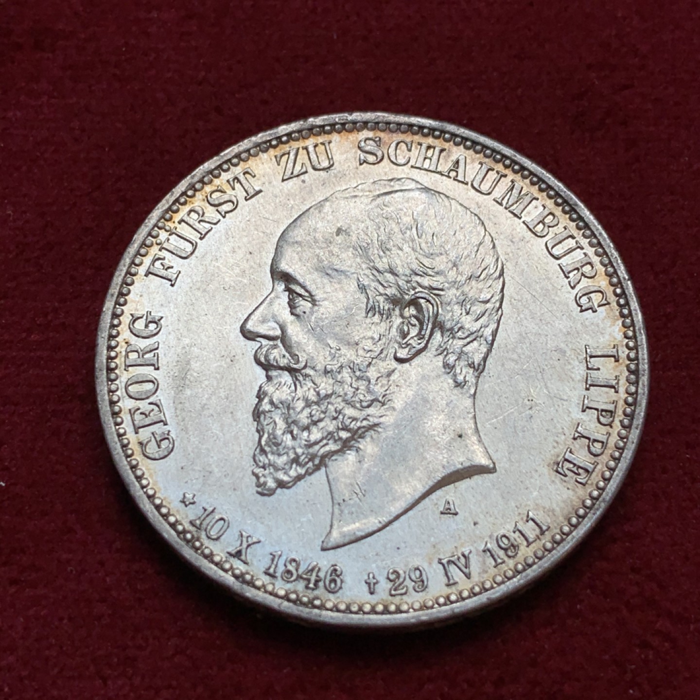 《竞宝斋》第96场-本周日，周一，周四，3场连拍（全场不限金额包邮） 德国绍姆堡-利普1911年逝世纪念3马克银币 好品裸币