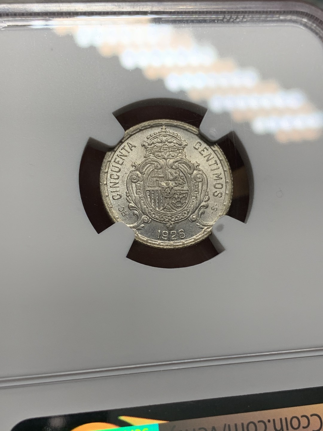 《竞宝斋》第96场-本周日，周一，周四，3场连拍（全场不限金额包邮） NGC-MS64 西班牙1926年 阿方索十三世 50分银币 也是高分币 外拍价格也涨的很多