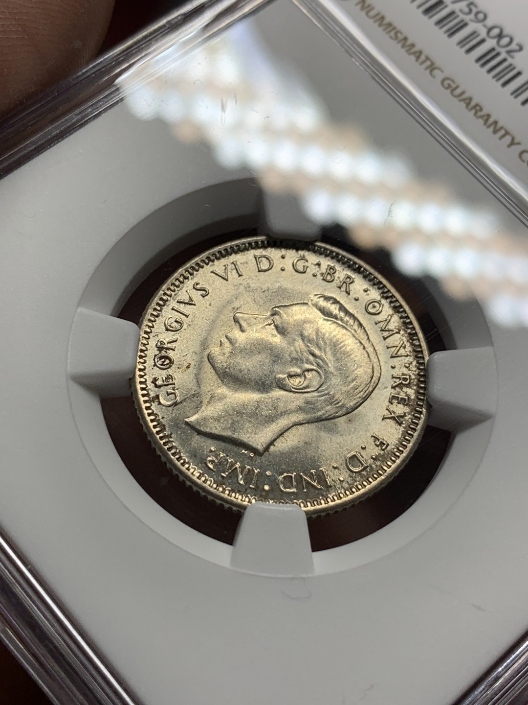 《竞宝斋》第96场-本周日，周一，周四，3场连拍（全场不限金额包邮） NGC MS63 澳大利亚 1944年 乔治六世 绵羊 1先令 银币 暴光状态