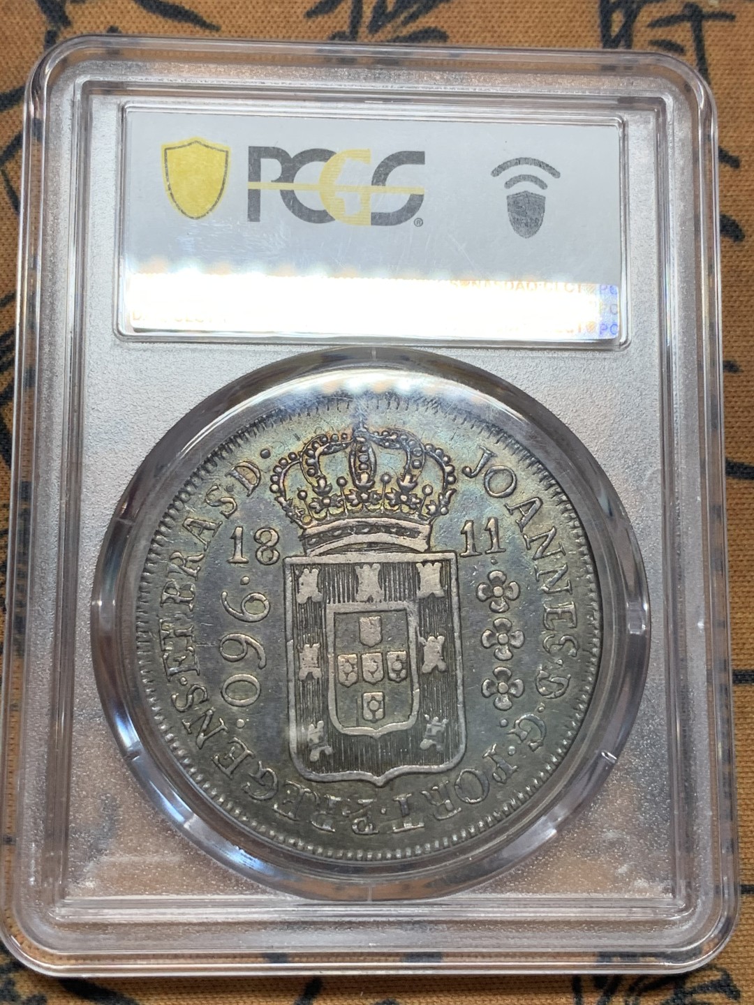 《竞宝斋》第96场-本周日，周一，周四，3场连拍（全场不限金额包邮） PCGS-XF40  葡属巴西 1811年R 960R地球银币 深彩老包浆，非常漂亮