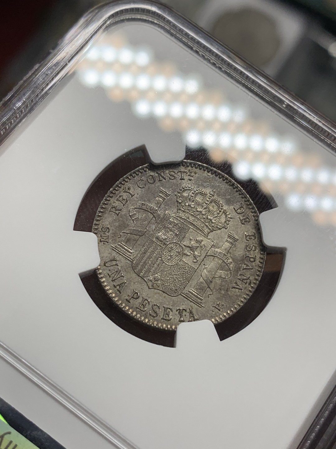 《竞宝斋》第96场-本周日，周一，周四，3场连拍（全场不限金额包邮） NGC-MS61 西班牙 1900年 阿方索十三世小孩头 银币