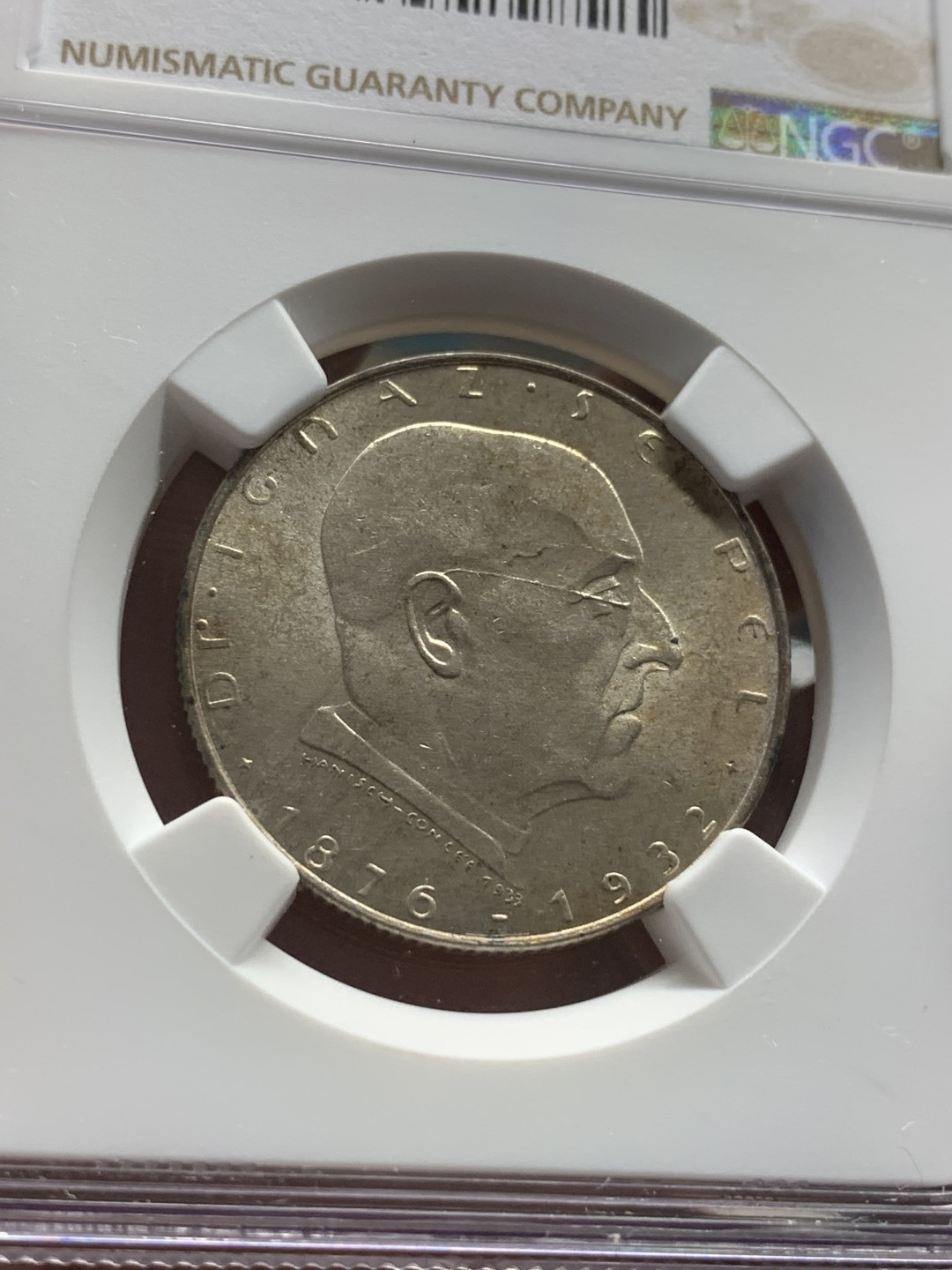 《竞宝斋》第96场-本周日，周一，周四，3场连拍（全场不限金额包邮） NGC-MS63 奥地利1933年 2先令银币 原光好品 早期先令