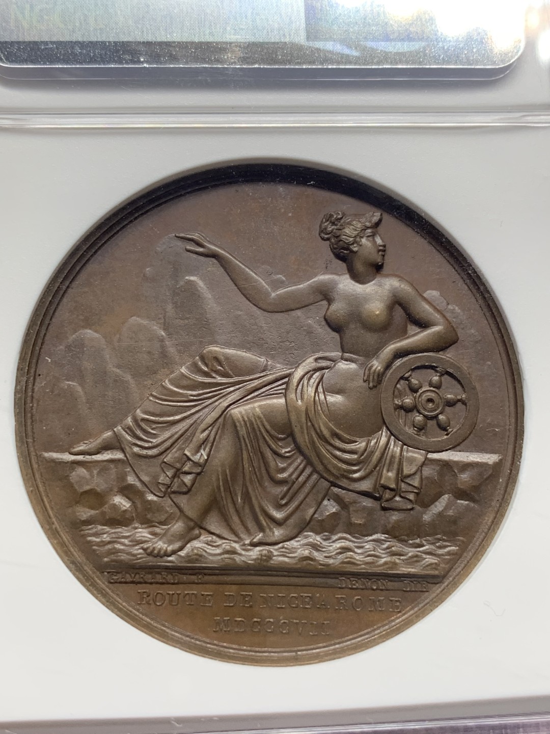 《竞宝斋》第96场-本周日，周一，周四，3场连拍（全场不限金额包邮） NGC-MS64 1807 法国拿破仑一世原铸铜章之尼斯-罗马大道的开通