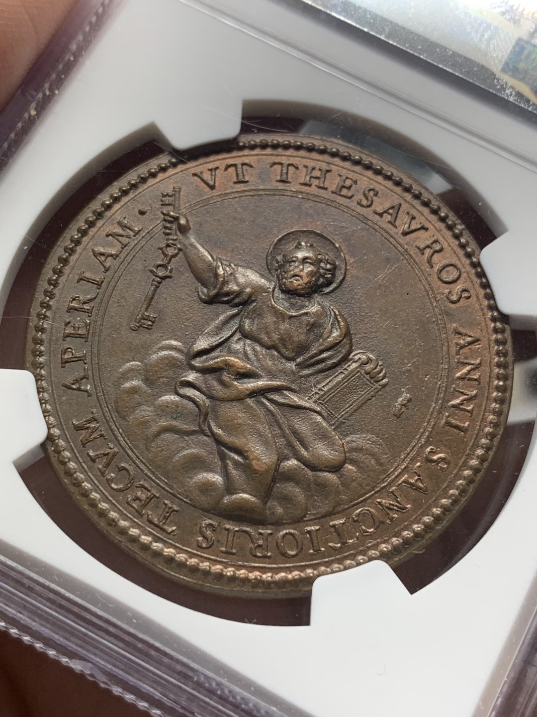 《竞宝斋》第96场-本周日，周一，周四，3场连拍（全场不限金额包邮） NGC MS63 BN 教皇 英诺森十世 铜章 38mm直径