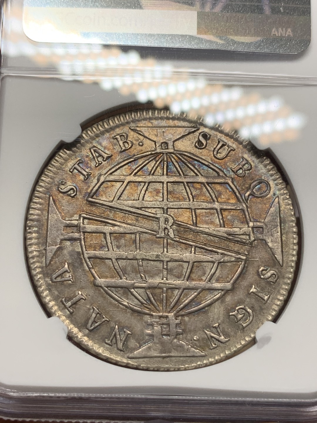 《竞宝斋》第96场-本周日，周一，周四，3场连拍（全场不限金额包邮） NGC-XF45 巴西1813年 地球960R大银币 老包浆 大热品种