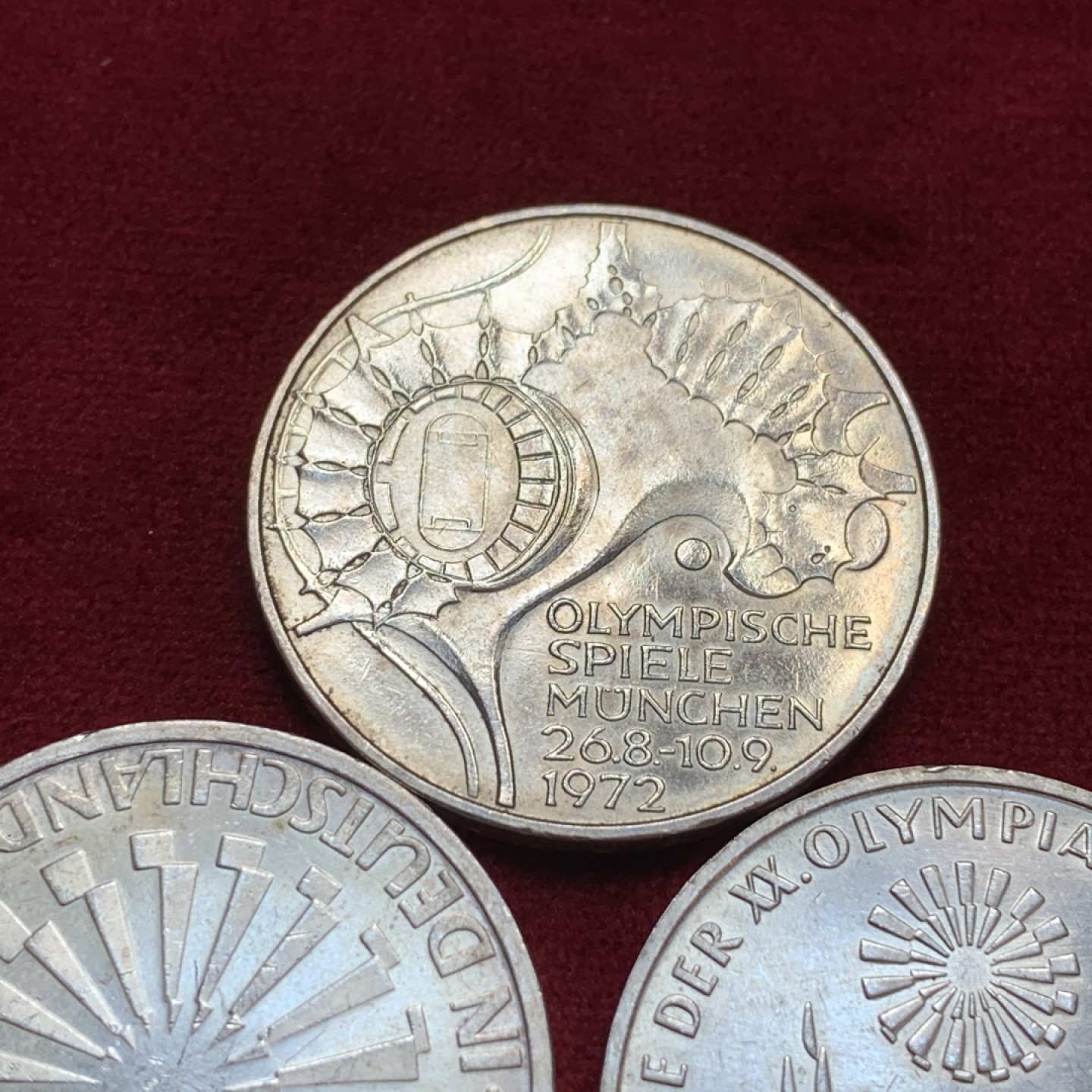 《竞宝斋》第96场-本周日，周一，周四，3场连拍（全场不限金额包邮） 银币6枚一组  德国1972年慕尼黑奥运会纪念10马克银币 单枚重量15.5克
