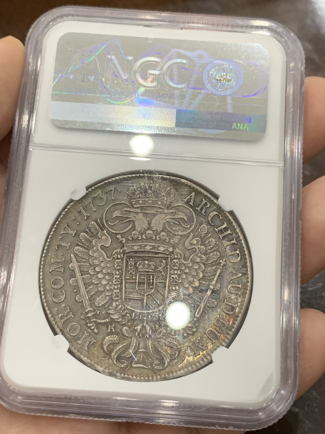 《竞宝斋》第96场-本周日，周一，周四，3场连拍（全场不限金额包邮） NGC-AU58 1737年神圣罗马帝国查理六世泰勒 匈牙利版，克雷姆尼察厂造，五彩包浆