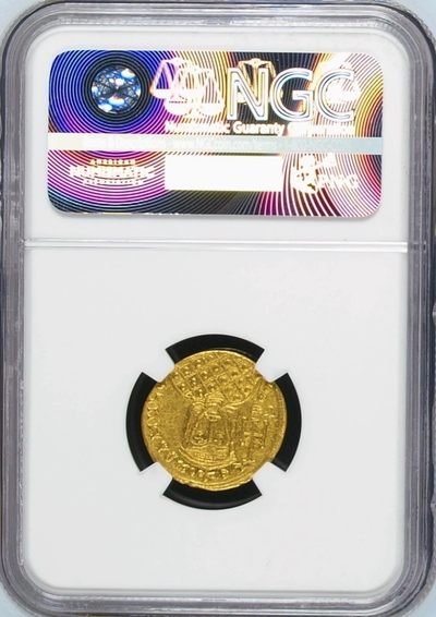 少见品古罗马拜占庭君士坦丁五世列奥四世金币NGC评级AU收藏 