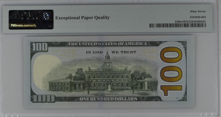 收藏联盟Quantum Auction 第193期拍卖(已更新) 美国2017年联邦储蓄券100美元 PMG67 豹子号加狮子号