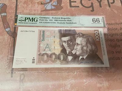 【Blue Auction】✨世界纸币精拍第226期 ——莫总专场 IV - 【AA冠】德国 1991年1000马克 PMG66EPQ 经典格林兄弟