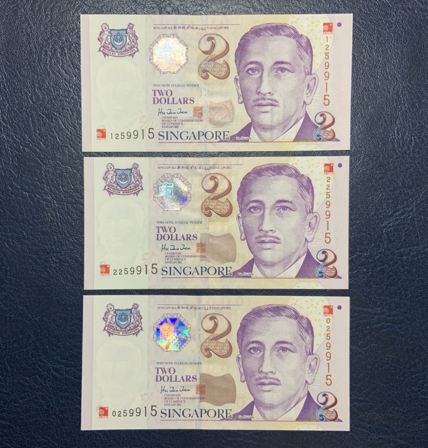 收藏联盟Quantum Auction 第193期拍卖(已更新) 新加坡2000年2元千禧龙年尾六同三张 品相全新UNC 带原装纪念册