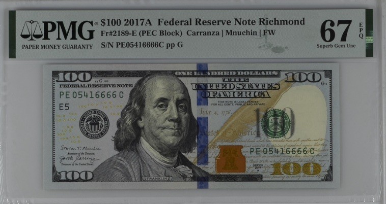 收藏联盟Quantum Auction 第193期拍卖(已更新) 美国2017年联邦储蓄券100美元 PMG67 狮子号