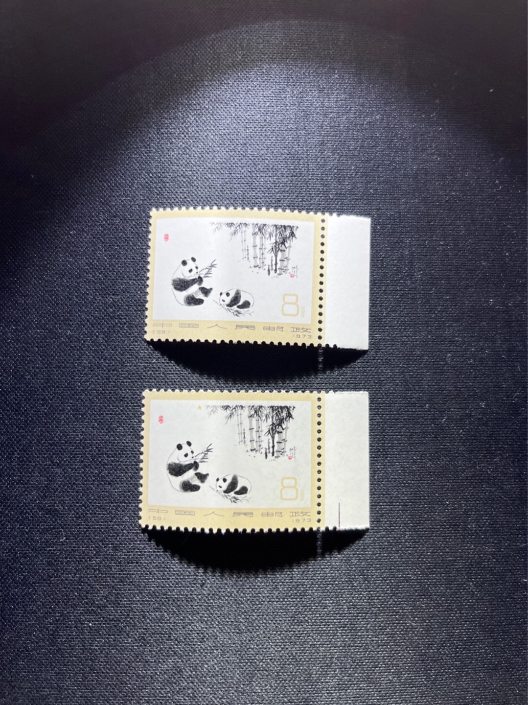 洪涛臻品 精选邮票限时拍卖第三十四期 编号熊猫N59  2枚，版撕全品嘎嘎绝，齿孔非常新，完美品相，背面雪白，不是赵涌所谓的全品能比的，所有拍品包过灯，全品可评级，注意捡漏。《ASG评级处于初级阶段，趁便宜囤精品版撕票，后市不可估量》