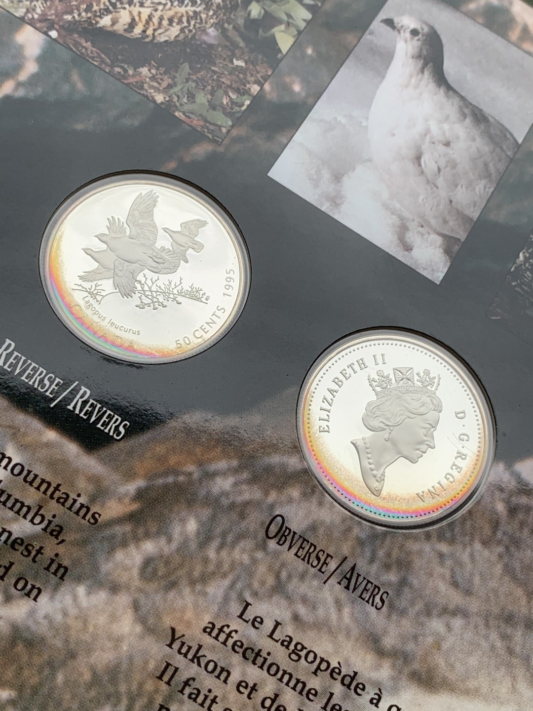 《竞宝斋》第97场-本周四 （满2件或者满200包顺丰） 加拿大 1995年 动物系列4枚套 封装套币 50分 精制银币 9.3克/枚