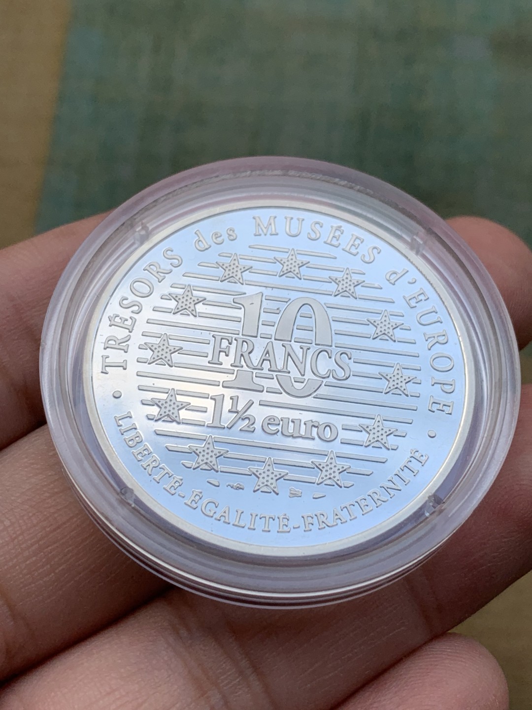 《竞宝斋》第97场-本周四 （满2件或者满200包顺丰） 原盒证书 法国1996年 商代象尊 10法郎1.5欧元精制大银币