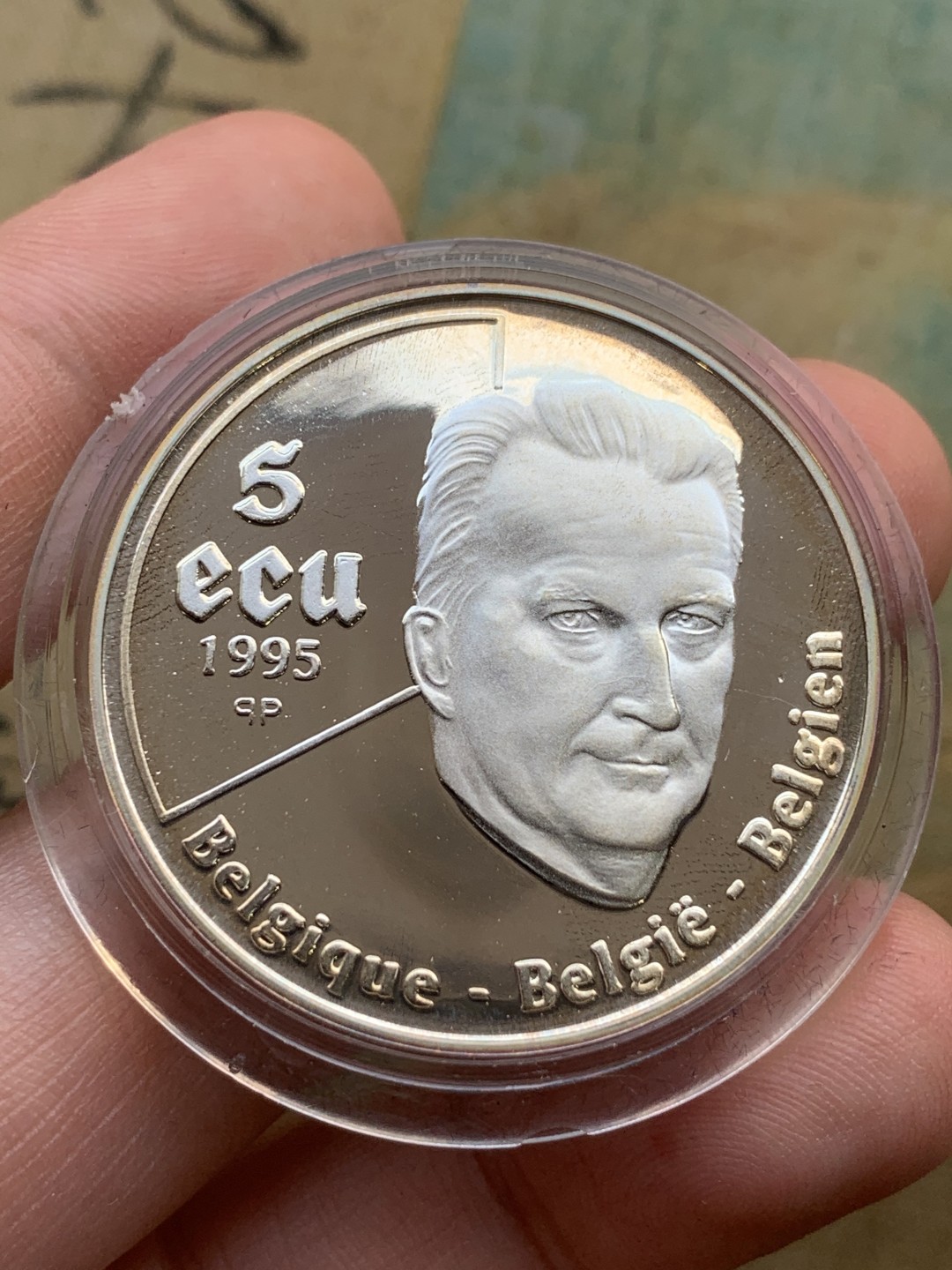 《竞宝斋》第97场-本周四 （满2件或者满200包顺丰） 蓝盒证书 比利时1995年 联合国五十周年纪念 5ECU精制大银币