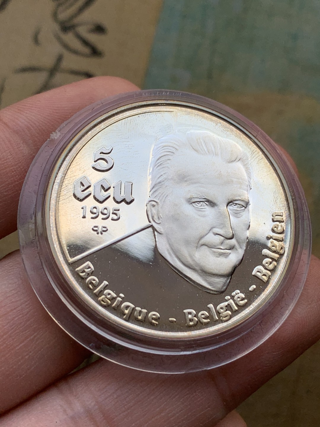 《竞宝斋》第97场-本周四 （满2件或者满200包顺丰） 蓝盒证书 比利时1995年 联合国五十周年纪念 5ECU精制大银币