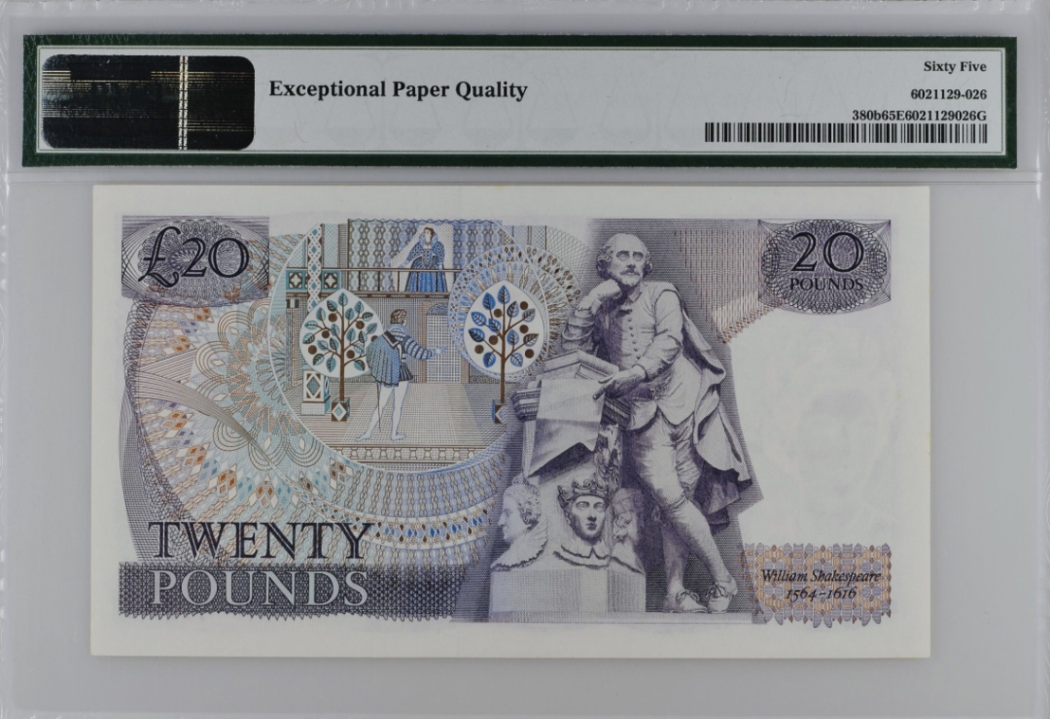 收藏联盟Quantum Auction 第193期拍卖(已更新) 英国1970-80年20英镑 PMG65 无金属线 女王水印 罗密欧与朱丽叶
