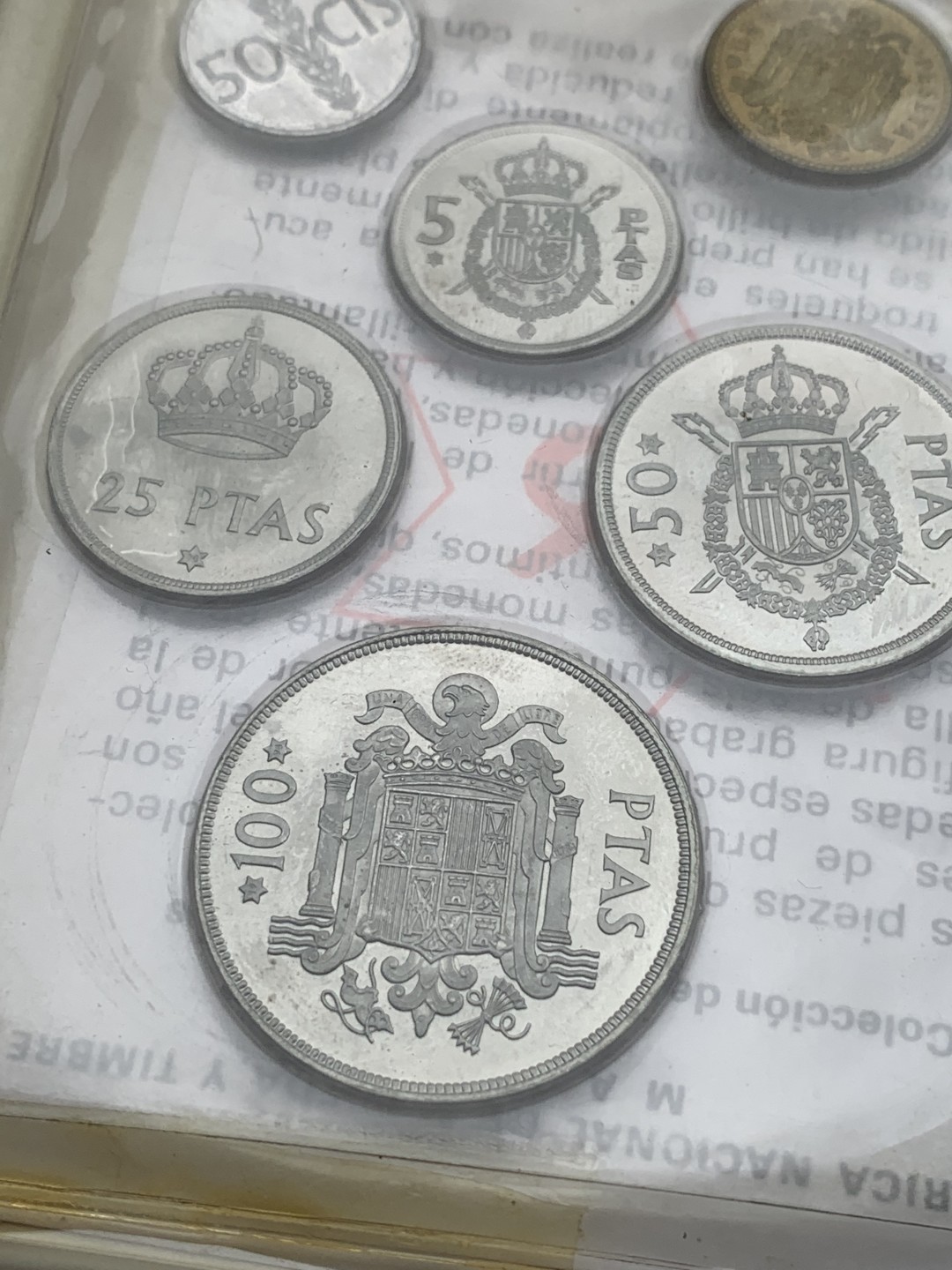 《竞宝斋》第97场-本周四 （满2件或者满200包顺丰） 钱包装 西班牙 1976年胡安卡洛斯一世 6枚套币 