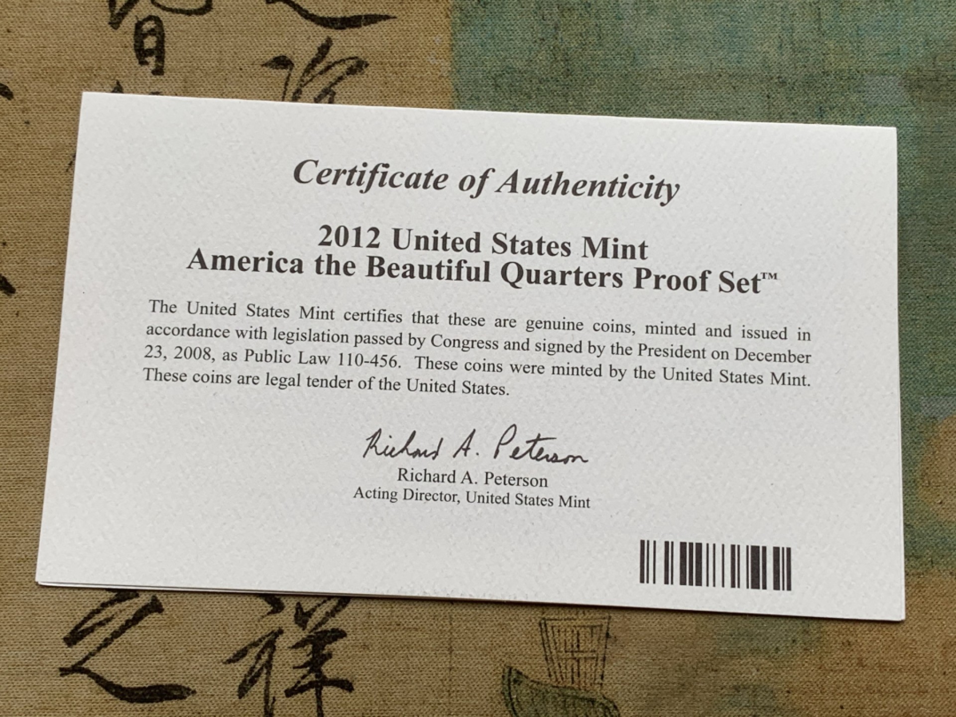 《竞宝斋》第97场-本周四 （满2件或者满200包顺丰） 原盒证书 美国2012年 华盛顿25分 保护区系列 5枚套 精制镍币PROOF 