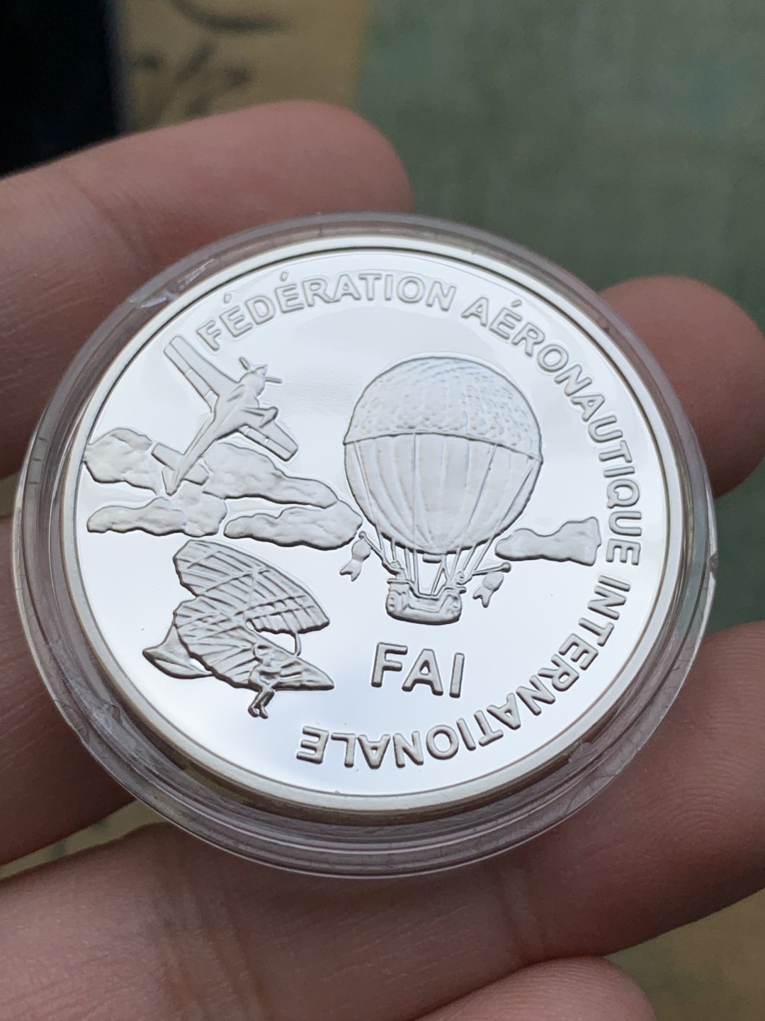 《竞宝斋》第97场-本周四 （满2件或者满200包顺丰） 原盒证书芬兰1997年首届土耳其世界航空运动10欧元精制大银币27克