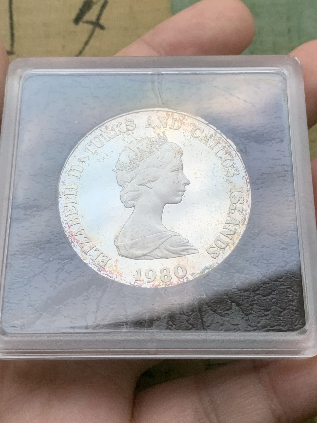 《竞宝斋》第97场-本周四 （满2件或者满200包顺丰） 原盒证书 特克斯和凯克斯群岛1980年 3枚套 5/10/20克朗精制银币