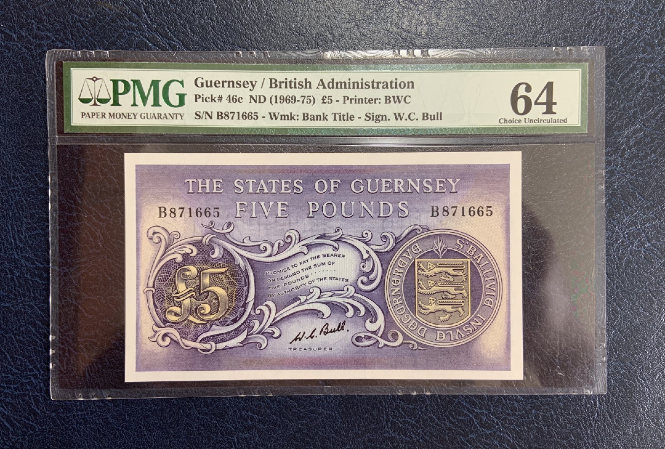 收藏联盟Quantum Auction 第193期拍卖(已更新) 格恩西岛1969-75年5镑 PMG64 BWC彩背