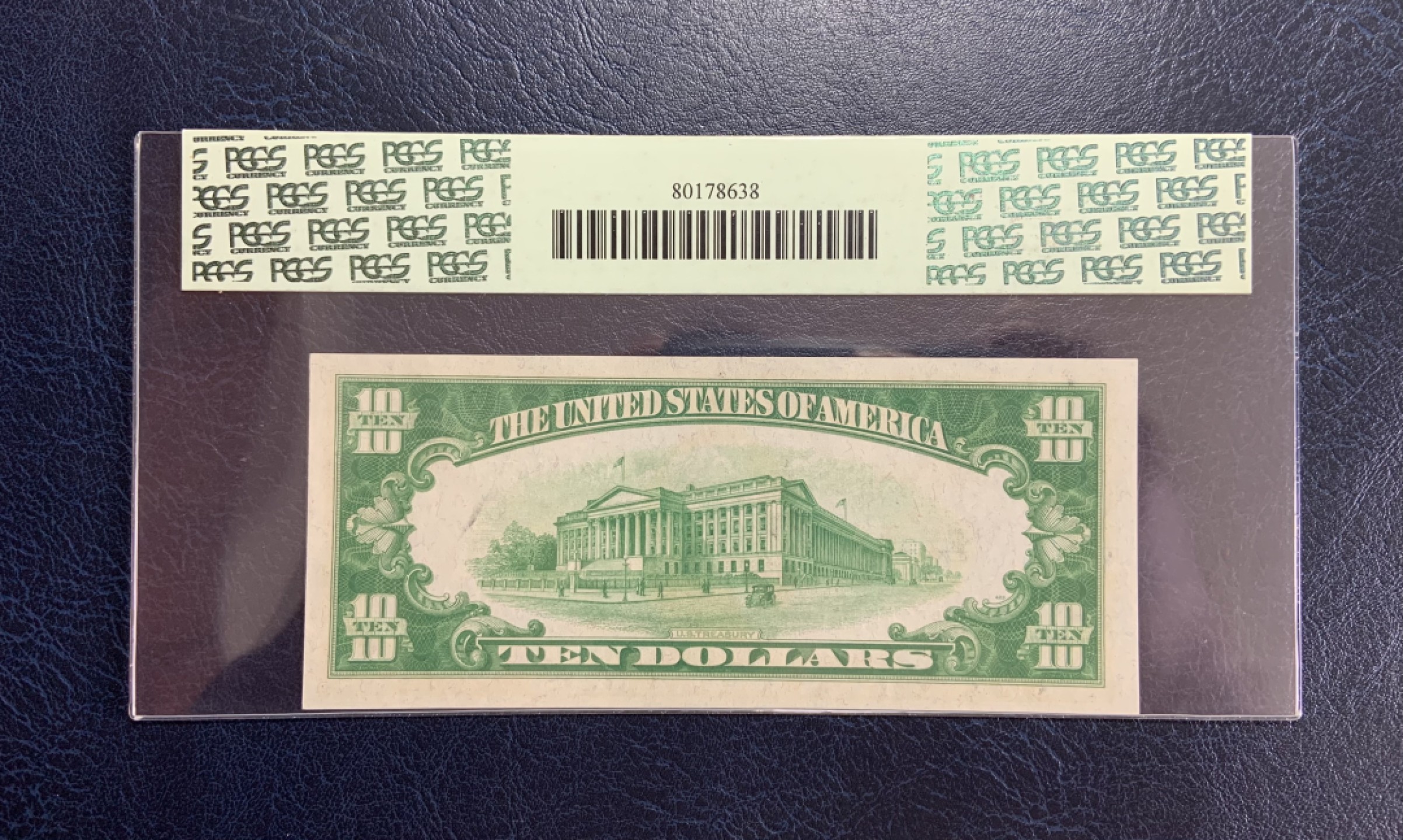 收藏联盟Quantum Auction 第193期拍卖(已更新) 美国1934年联邦储备券10元 PCGS64 ppq 绿色库印