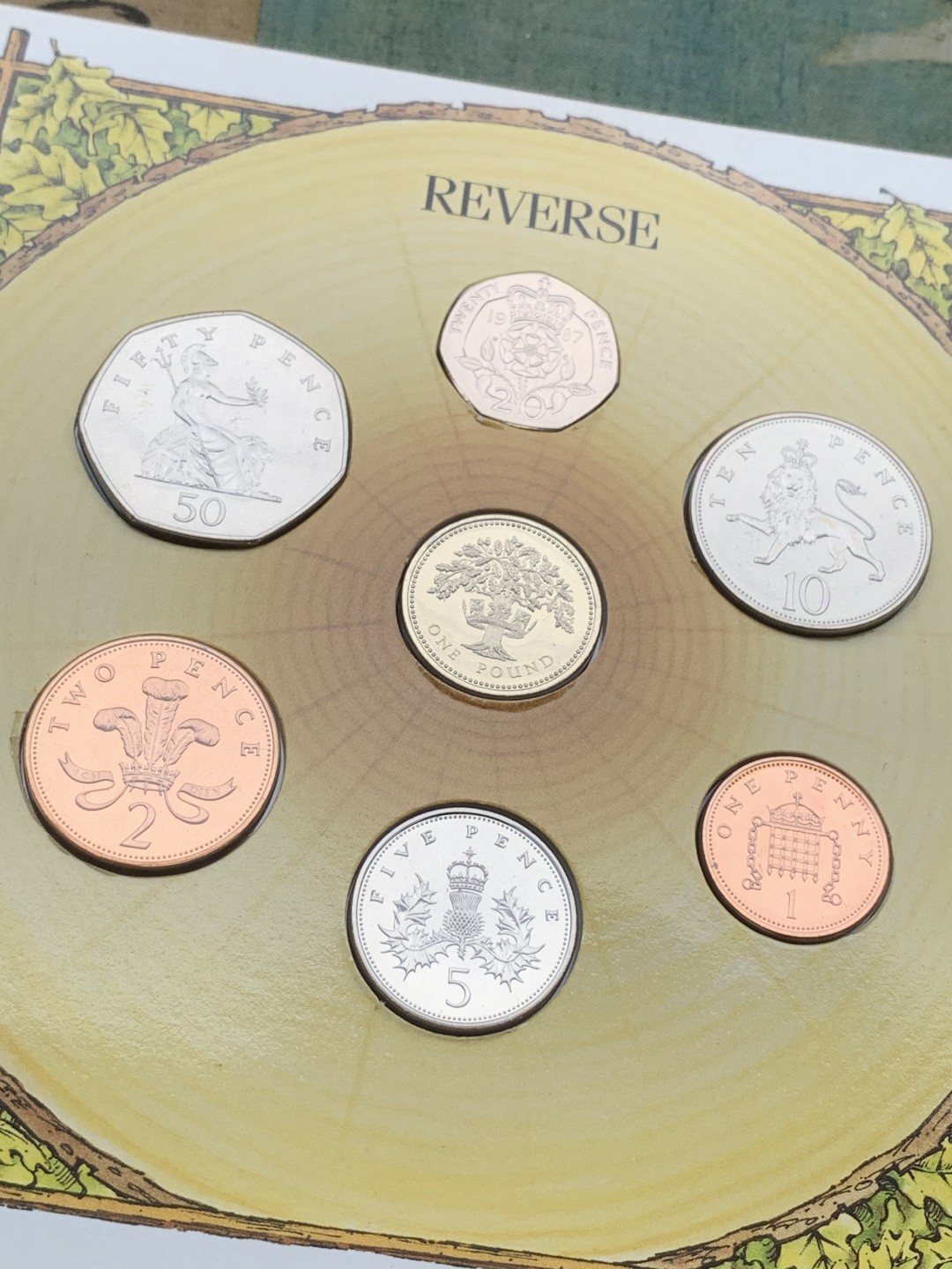 《竞宝斋》第97场-本周四 （满2件或者满200包顺丰） 英国 1987年 卡装套币七枚不同面值 