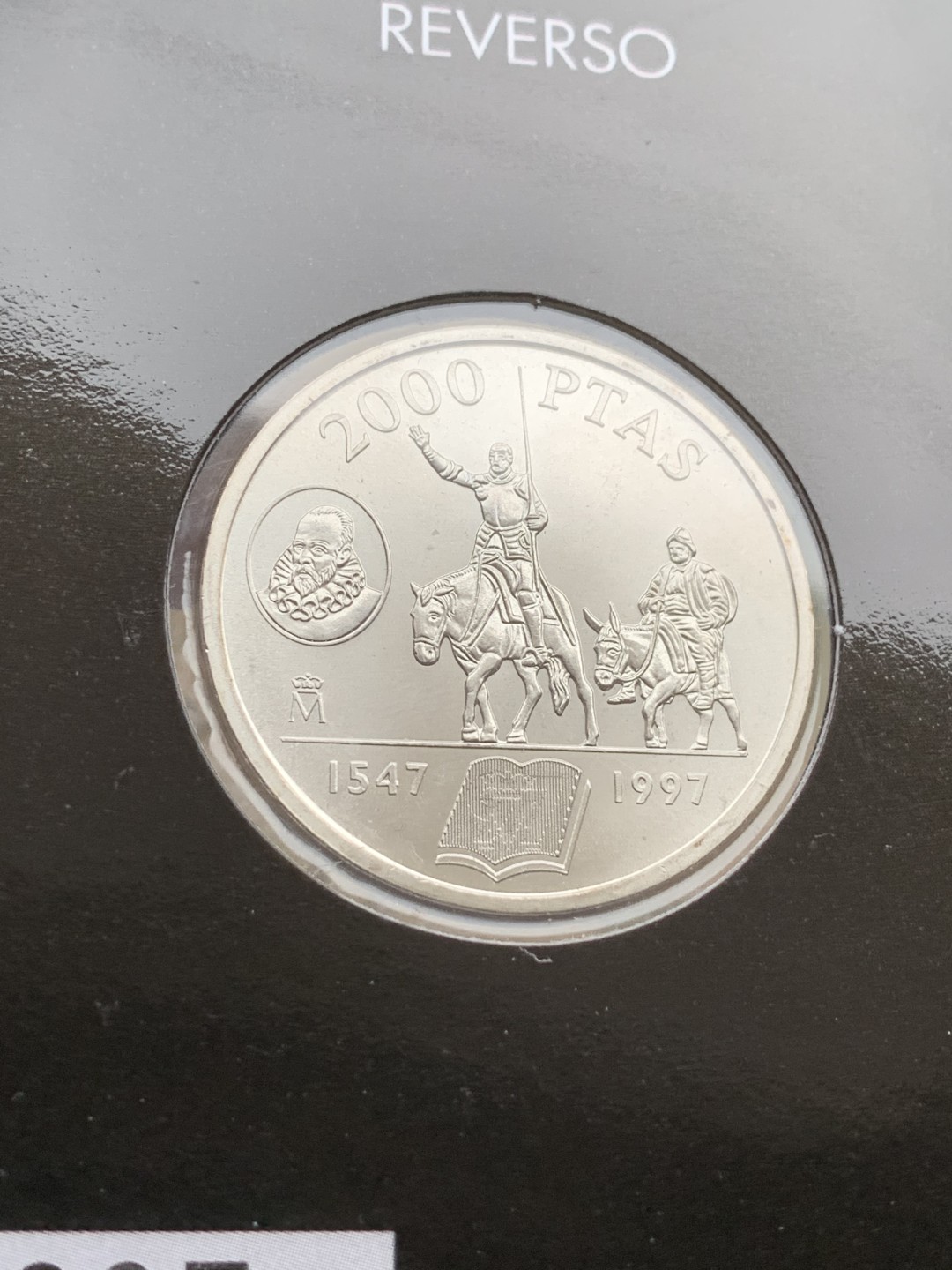 《竞宝斋》第97场-本周四 （满2件或者满200包顺丰） 原厂卡装 西班牙1997年 唐吉歌德 2000比塞塔银币 18克 925银