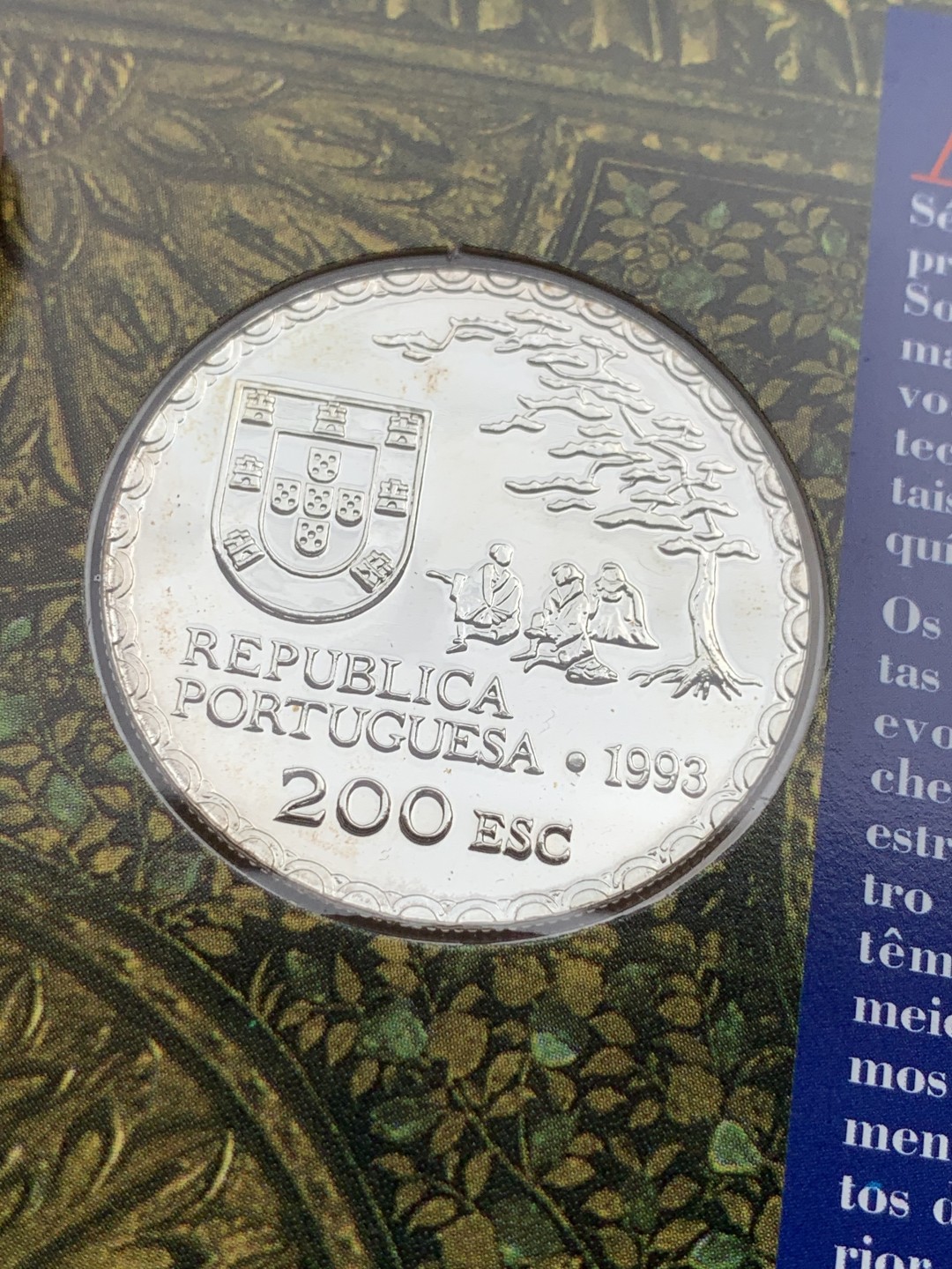 《竞宝斋》第97场-本周四 （满2件或者满200包顺丰） 卡装 葡萄牙1993年 南蛮文化葡日友好 200埃斯库多大银币