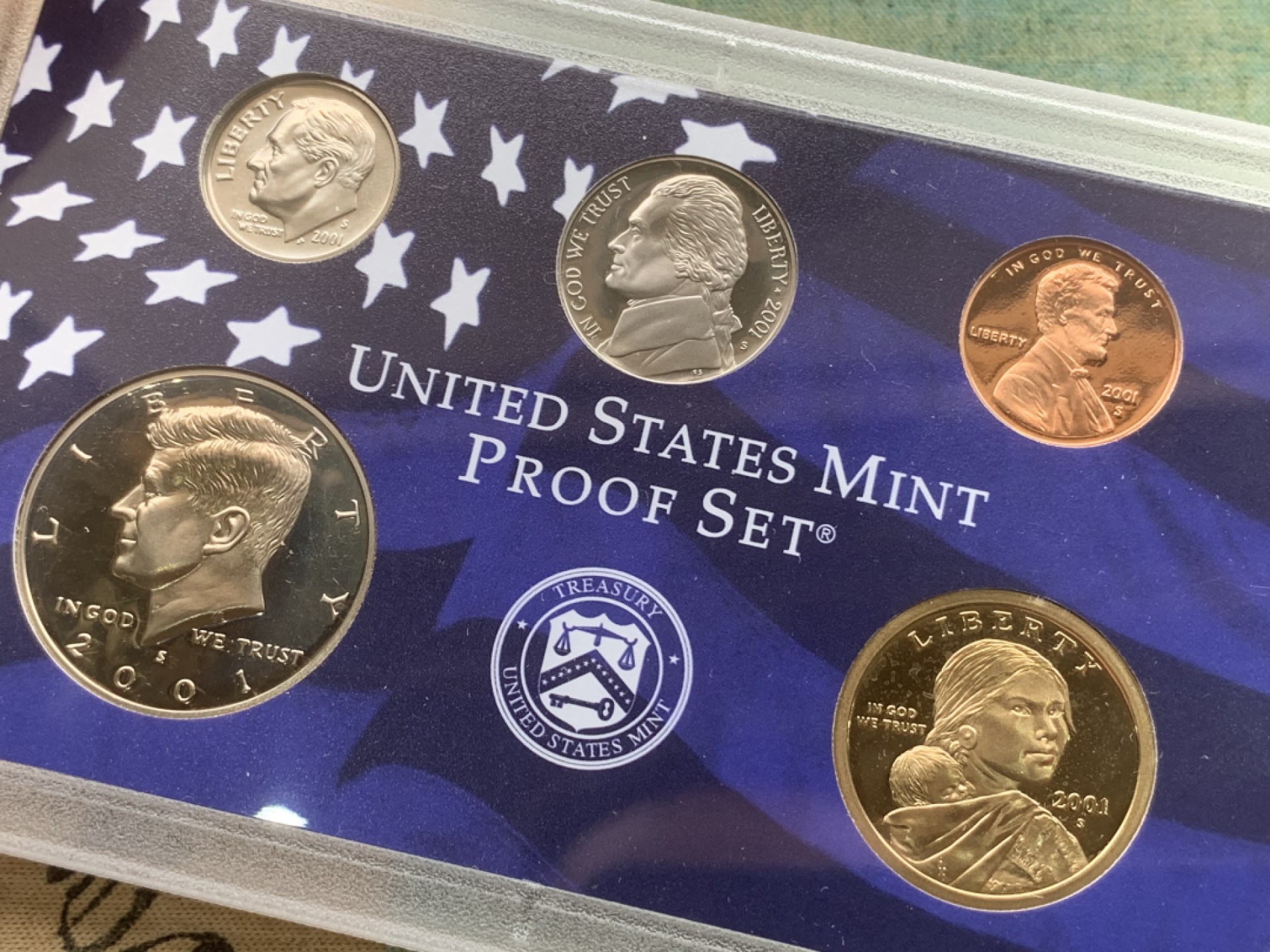 《竞宝斋》第97场-本周四 （满2件或者满200包顺丰） PROOF封装美国2001-S年 两版共十枚装 精制套币 带证书 完美状态