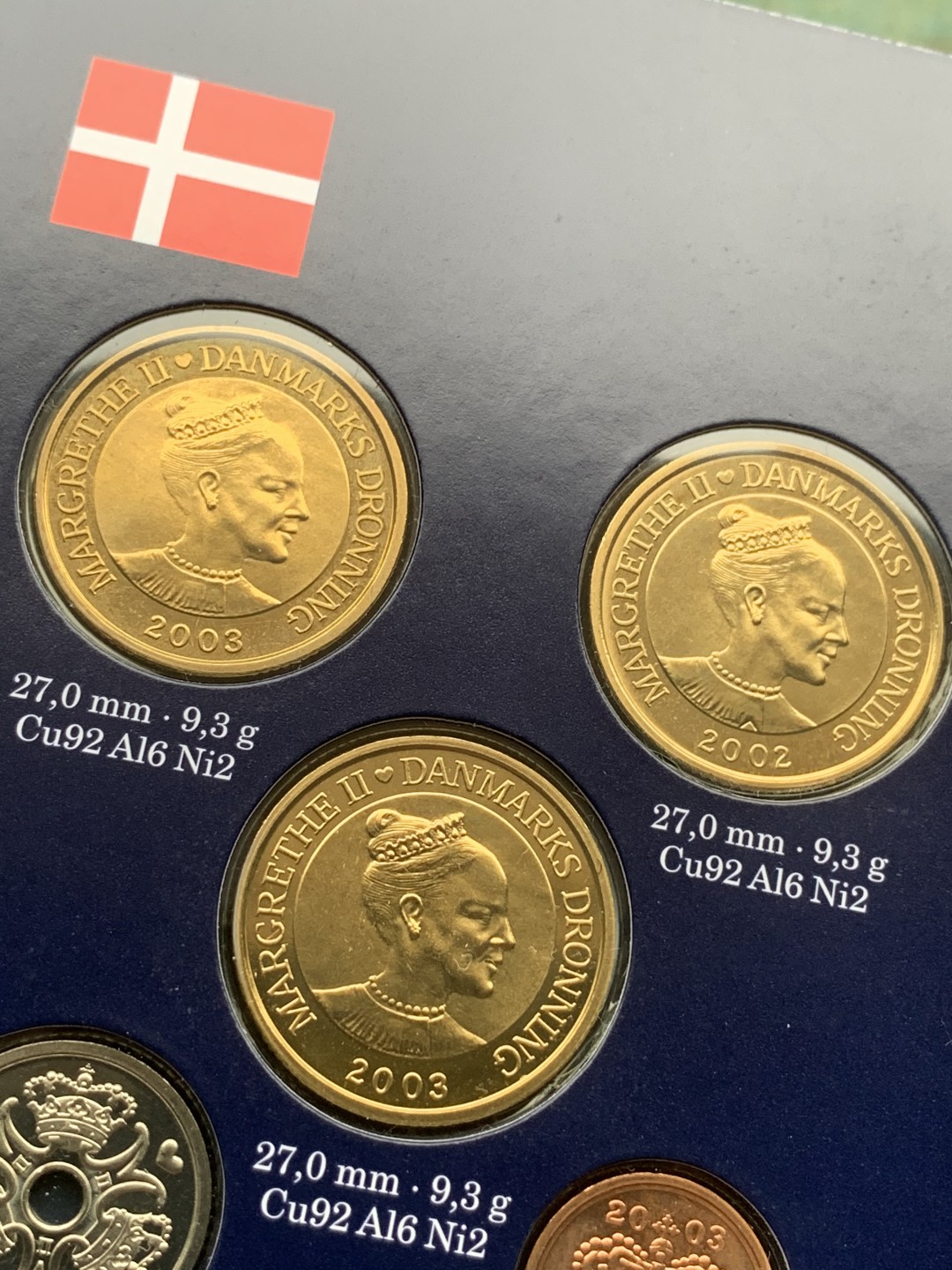 《竞宝斋》第97场-本周四 （满2件或者满200包顺丰） 卡装 丹麦2003年 六枚装硬币 其中2枚20克朗是纪念币 少见