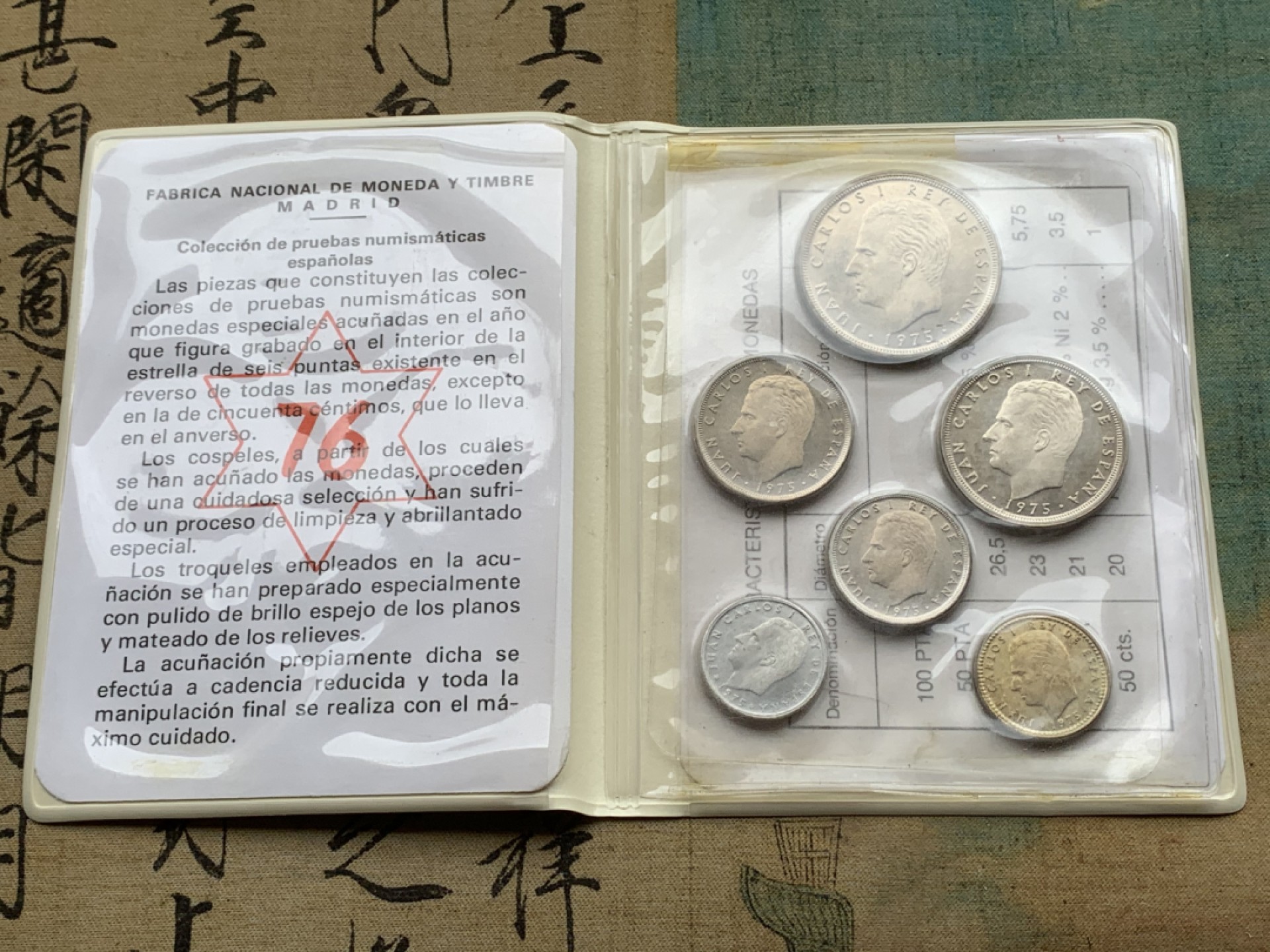 《竞宝斋》第97场-本周四 （满2件或者满200包顺丰） 钱包装 西班牙 1976年胡安卡洛斯一世 6枚套币 