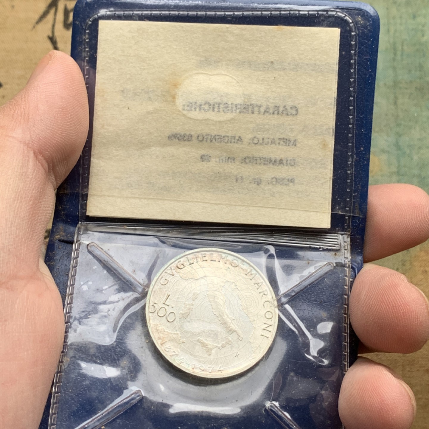 《竞宝斋》第97场-本周四 （满2件或者满200包顺丰） 钱包封装 意大利1974年 地图 500里拉银币