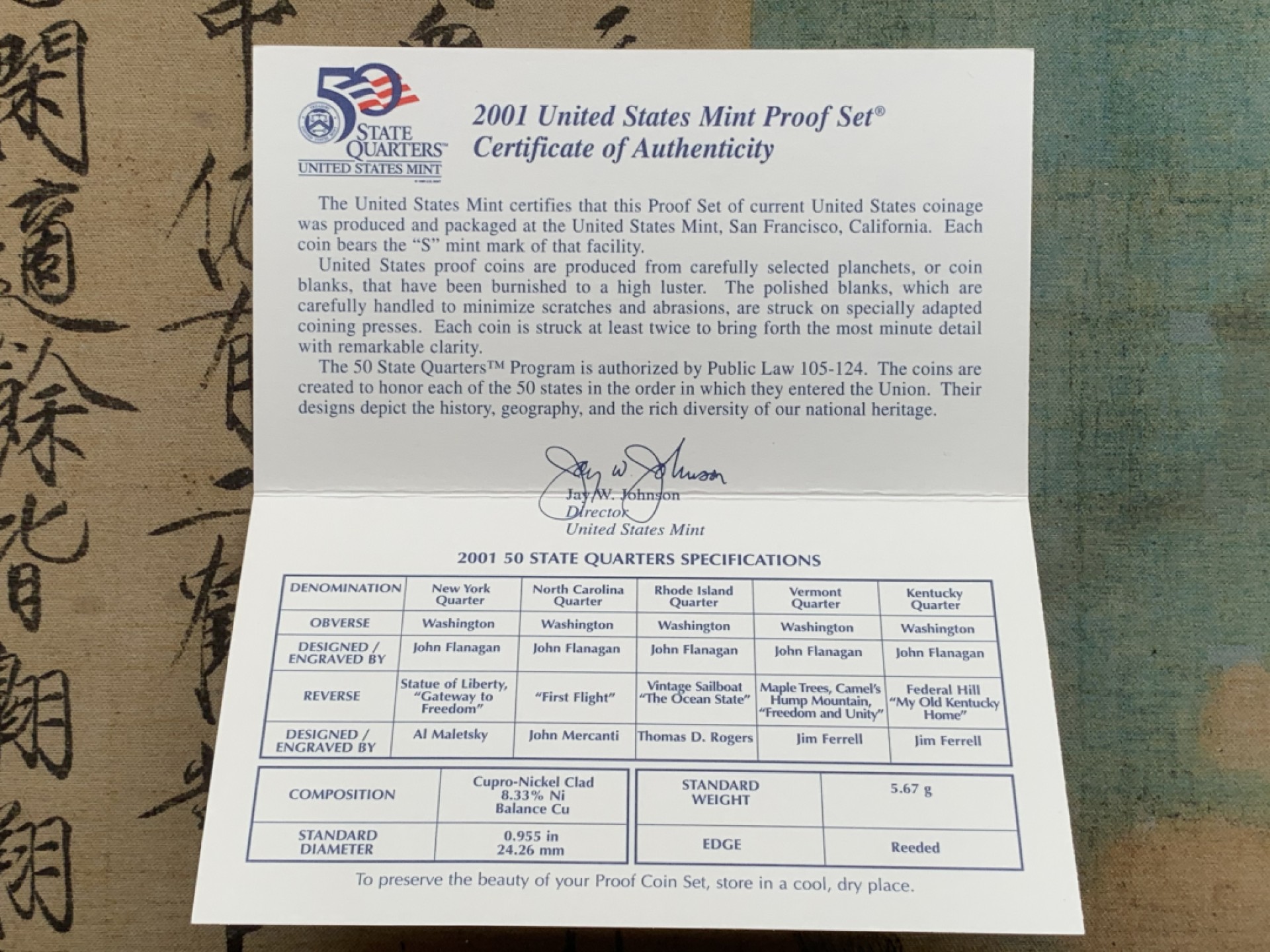 《竞宝斋》第97场-本周四 （满2件或者满200包顺丰） PROOF封装美国2001-S年 两版共十枚装 精制套币 带证书 完美状态