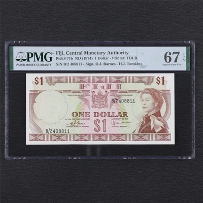 【亘邦集藏】131期拍卖 - 1974年 斐济1元 PMG 67EPQ  2408811