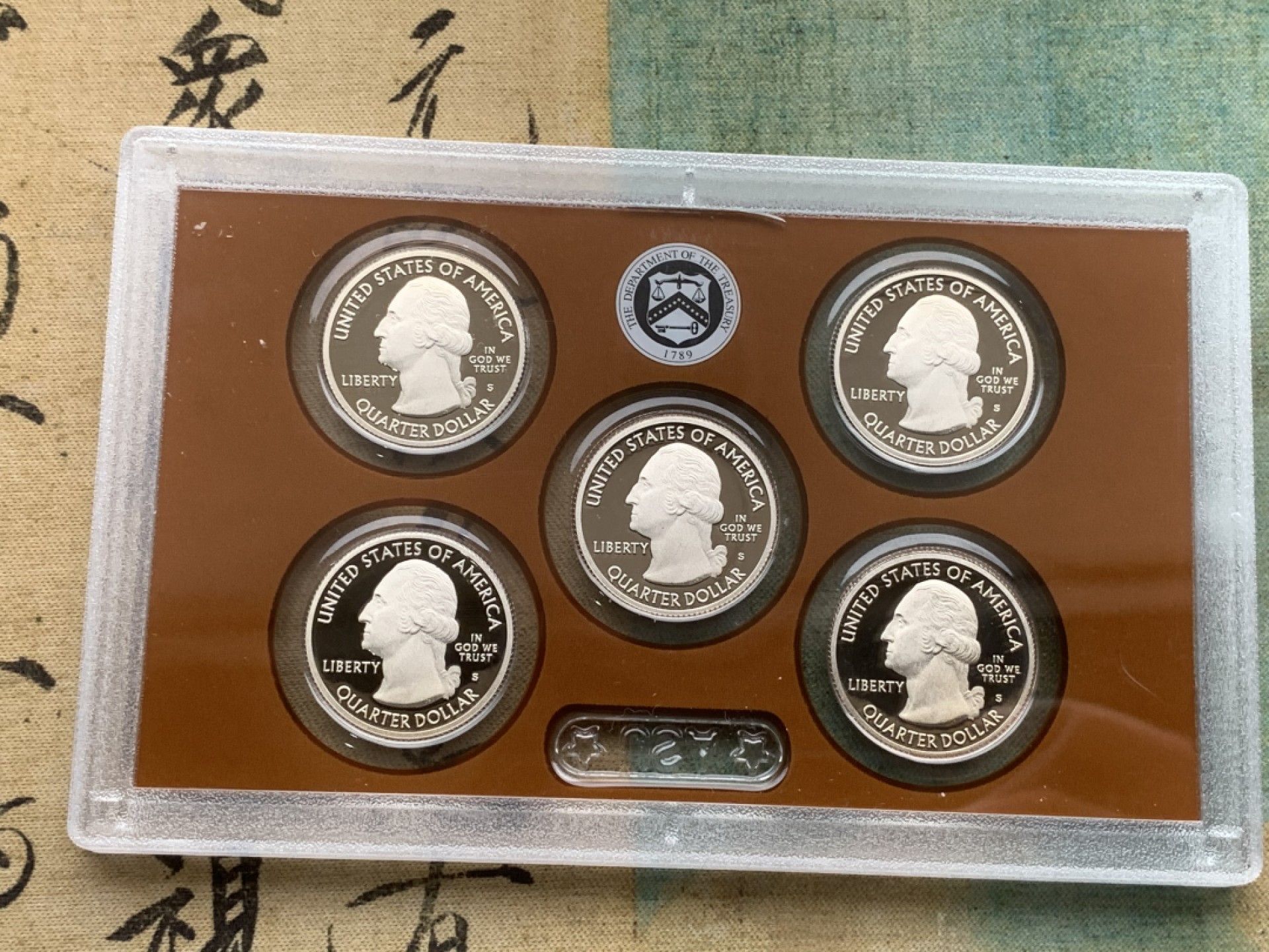 《竞宝斋》第97场-本周四 （满2件或者满200包顺丰） 原盒证书 美国2012年 华盛顿25分 保护区系列 5枚套 精制镍币PROOF 