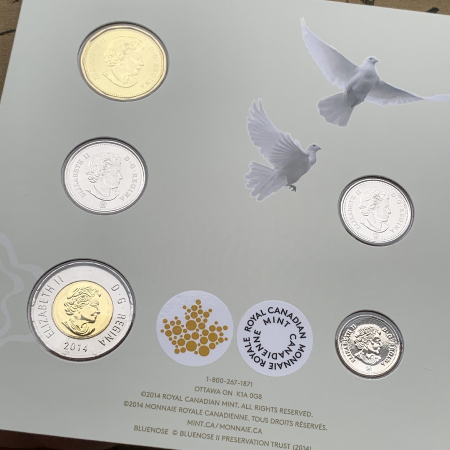 《竞宝斋》第97场-本周四 （满2件或者满200包顺丰） 三套 封装加拿大 2014年 五枚装套币 完美状态