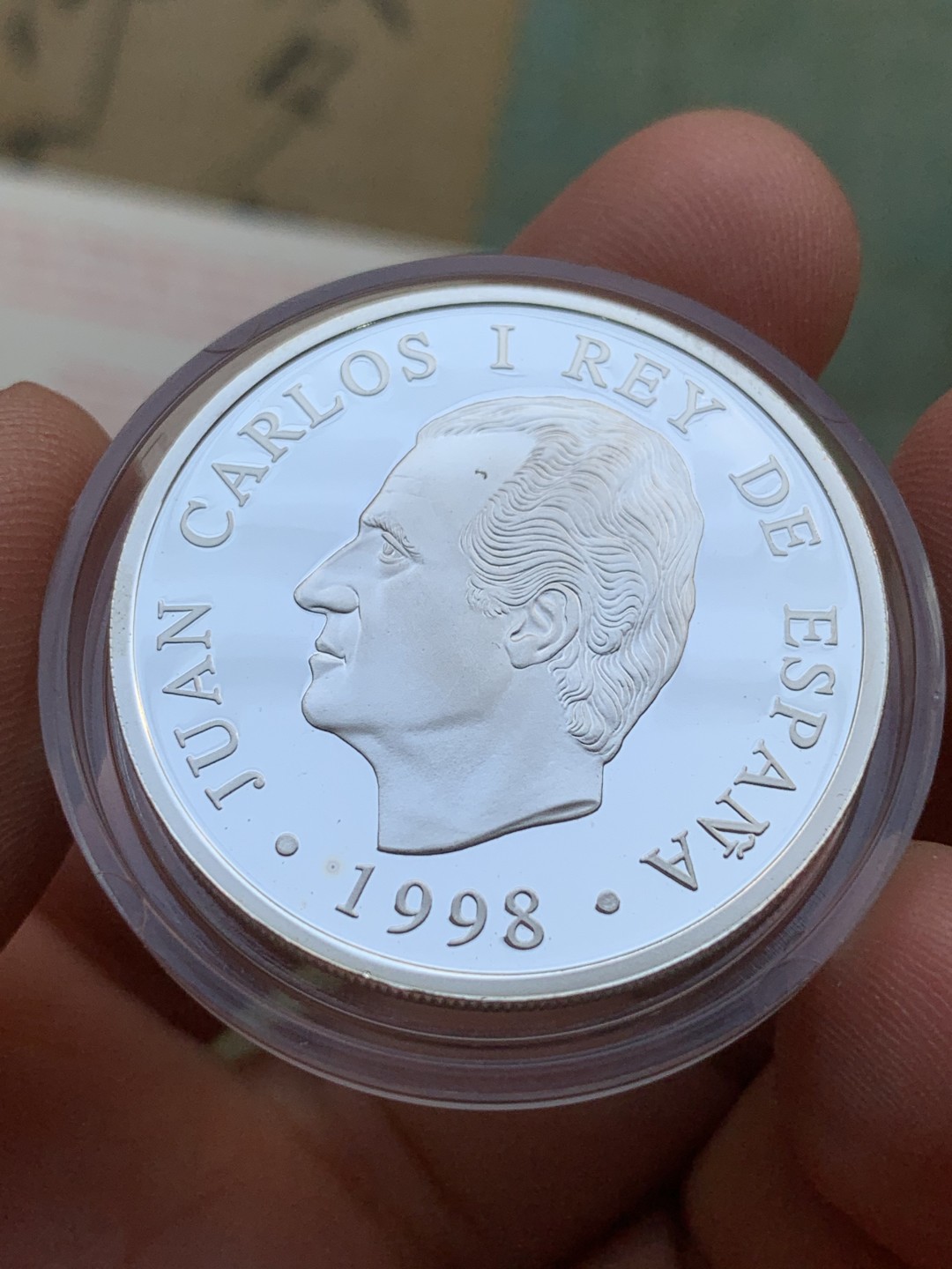 《竞宝斋》第97场-本周四 （满2件或者满200包顺丰） 原盒证书 西班牙1998年 宪法纪念 1000比塞塔精制银币 完美状态