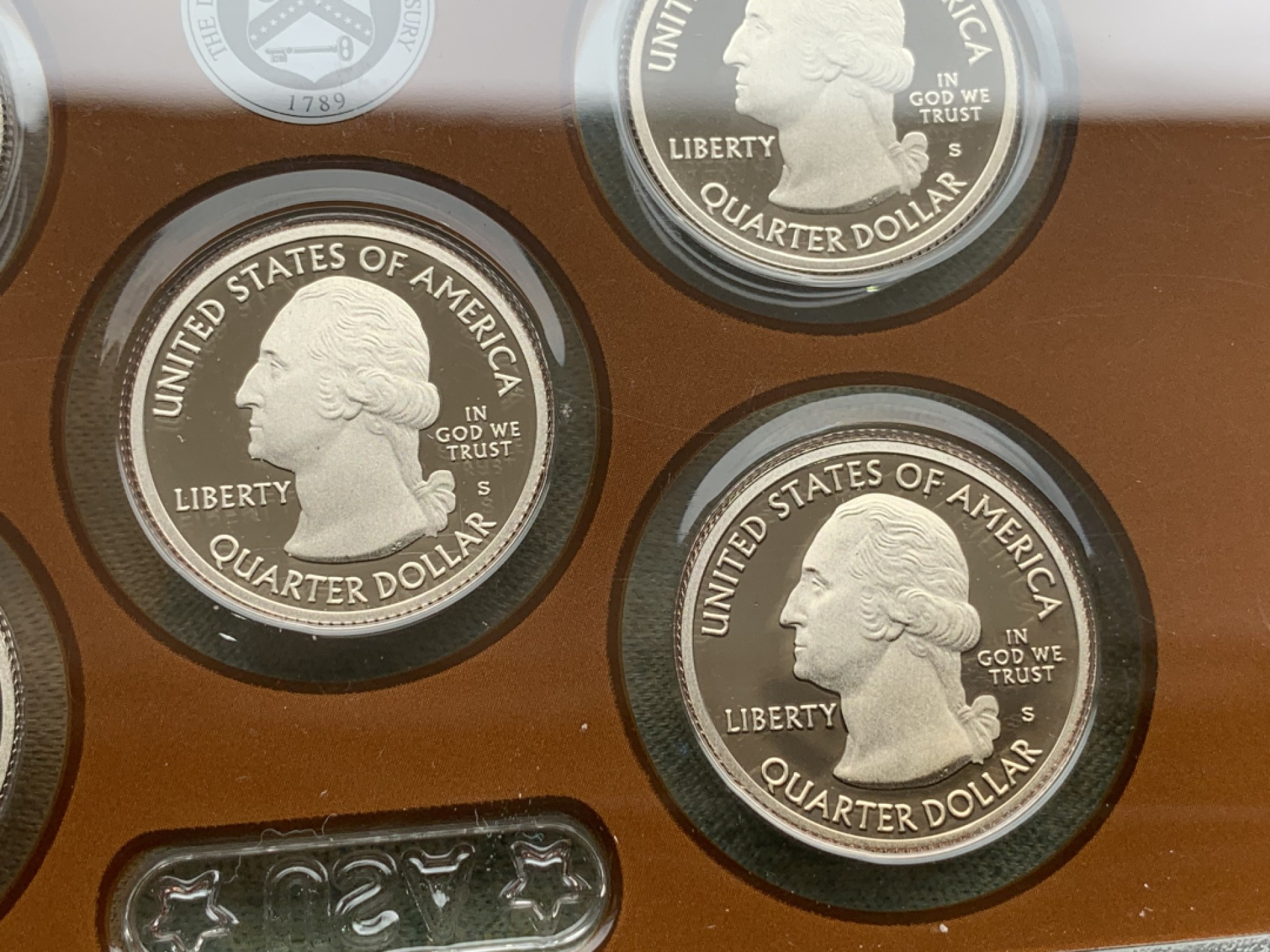 《竞宝斋》第97场-本周四 （满2件或者满200包顺丰） 原盒证书 美国2012年 华盛顿25分 保护区系列 5枚套 精制镍币PROOF 