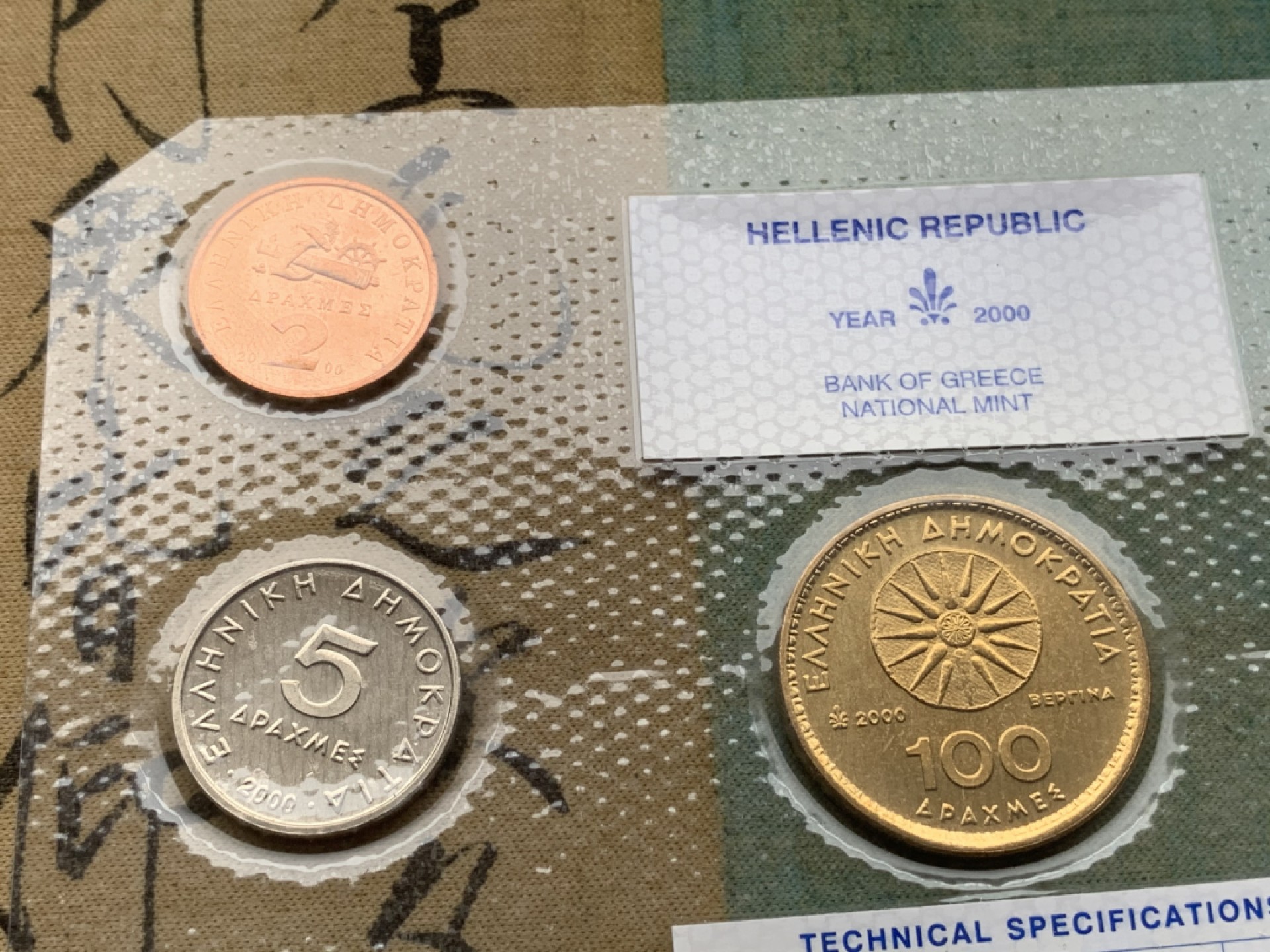 《竞宝斋》第97场-本周四 （满2件或者满200包顺丰） 封装 希腊2000年 不同面值7枚套