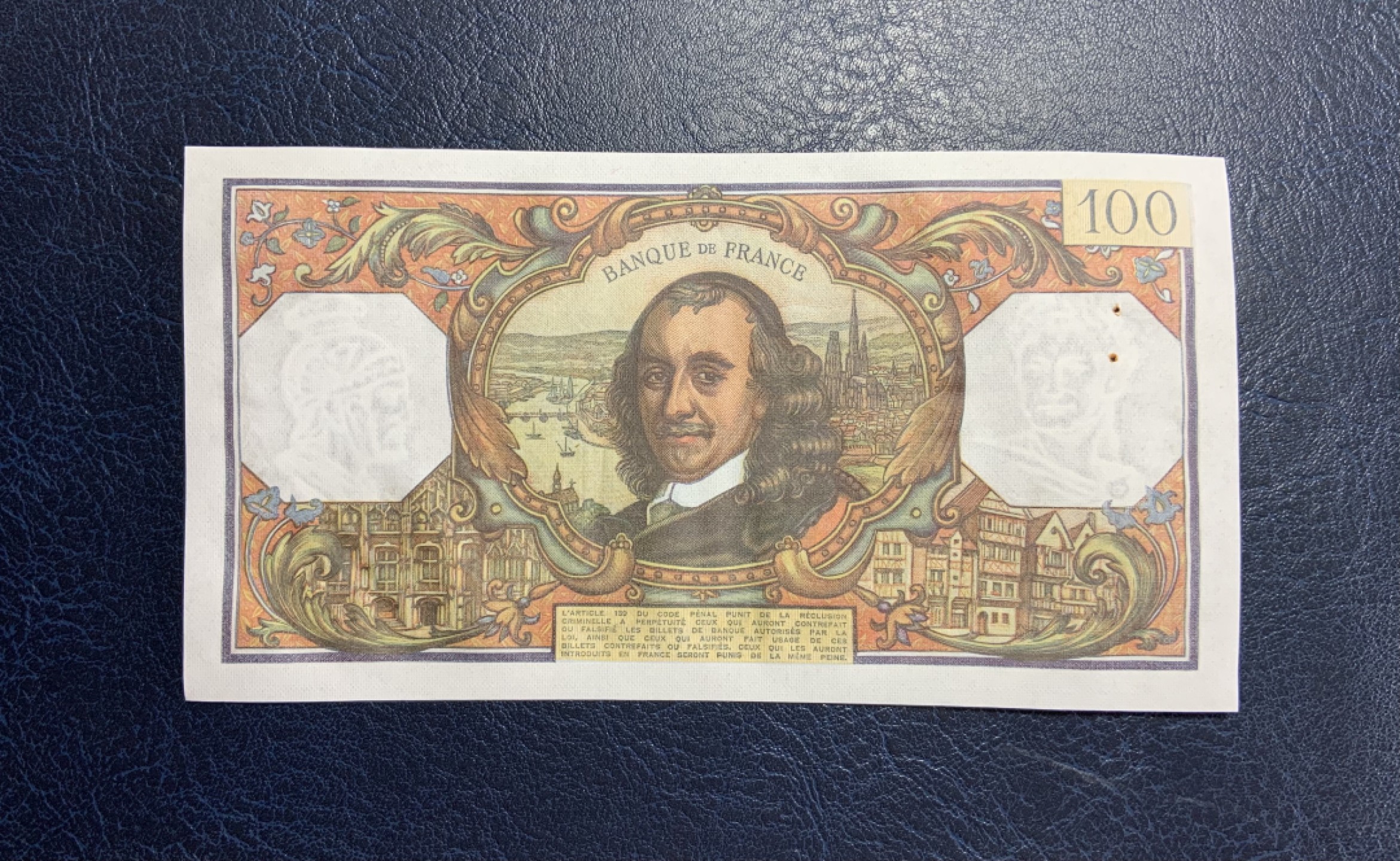 收藏联盟Quantum Auction 第193期拍卖(已更新) 法国1972年100法郎 品相UNC- 双头水印 剧作家高乃依